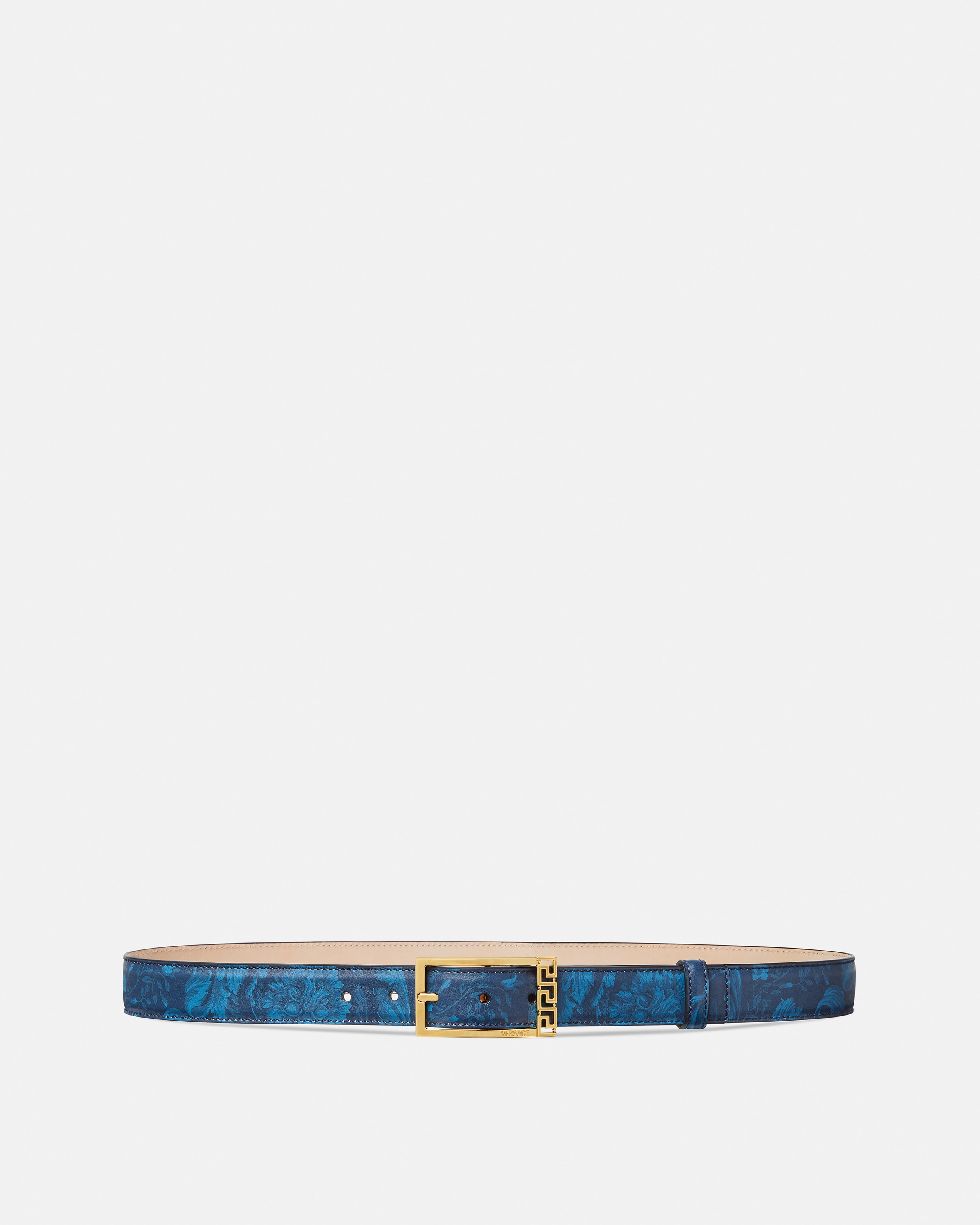 Greca Printed Leather Belt 1.2"