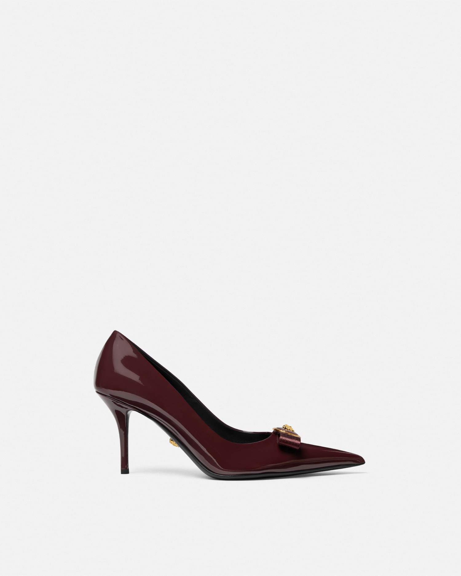 Versace Gianni Ribbon Escarpins Vernis 85 Mm In Burgundy