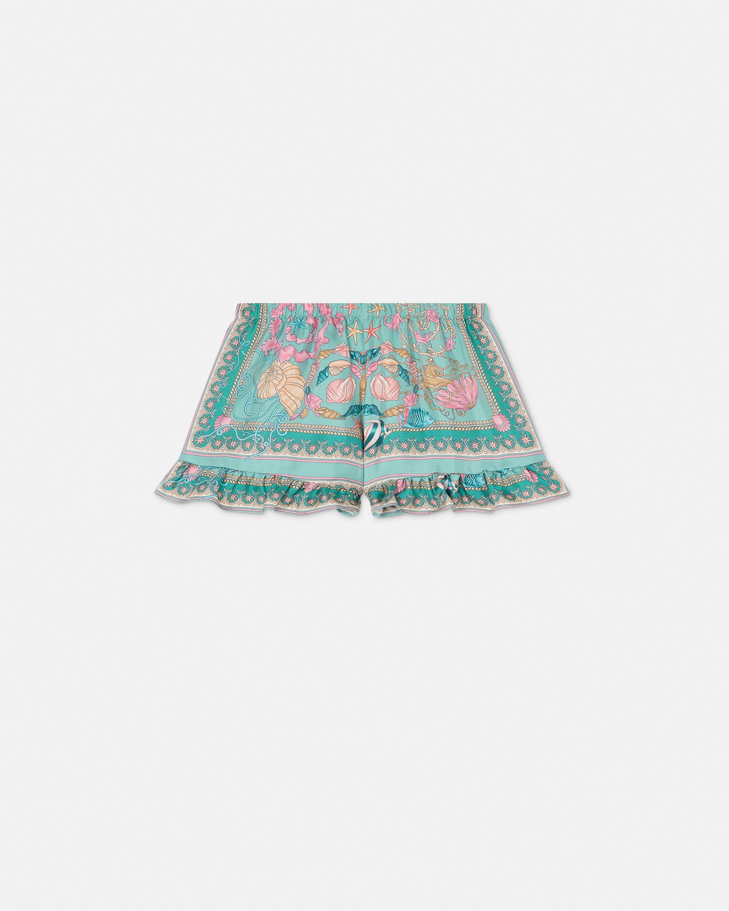 Underwater Barocco Ruffled Silk Kids Shorts