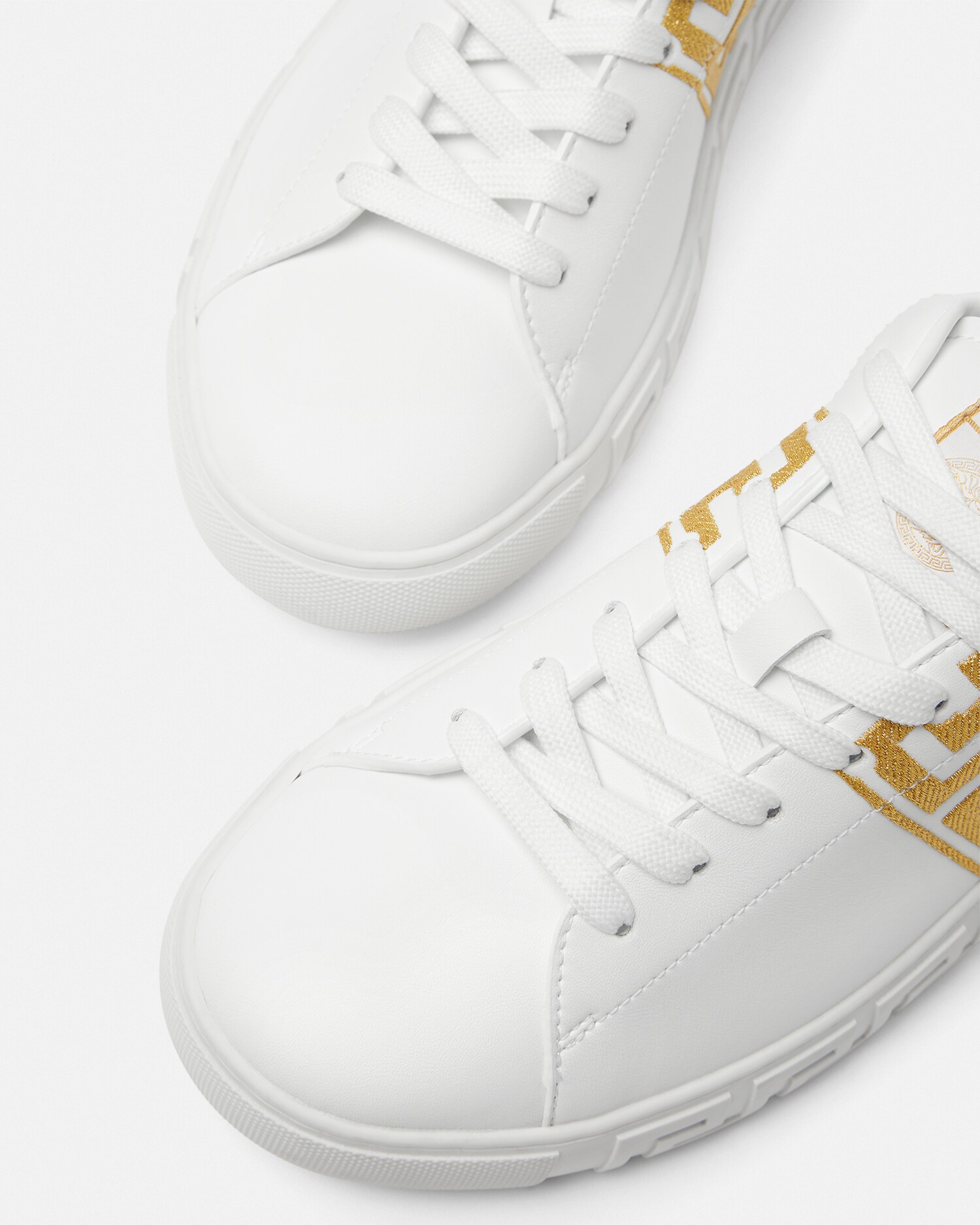 Greca Embroidered Nylon Sneakers White,Print | VERSACE US