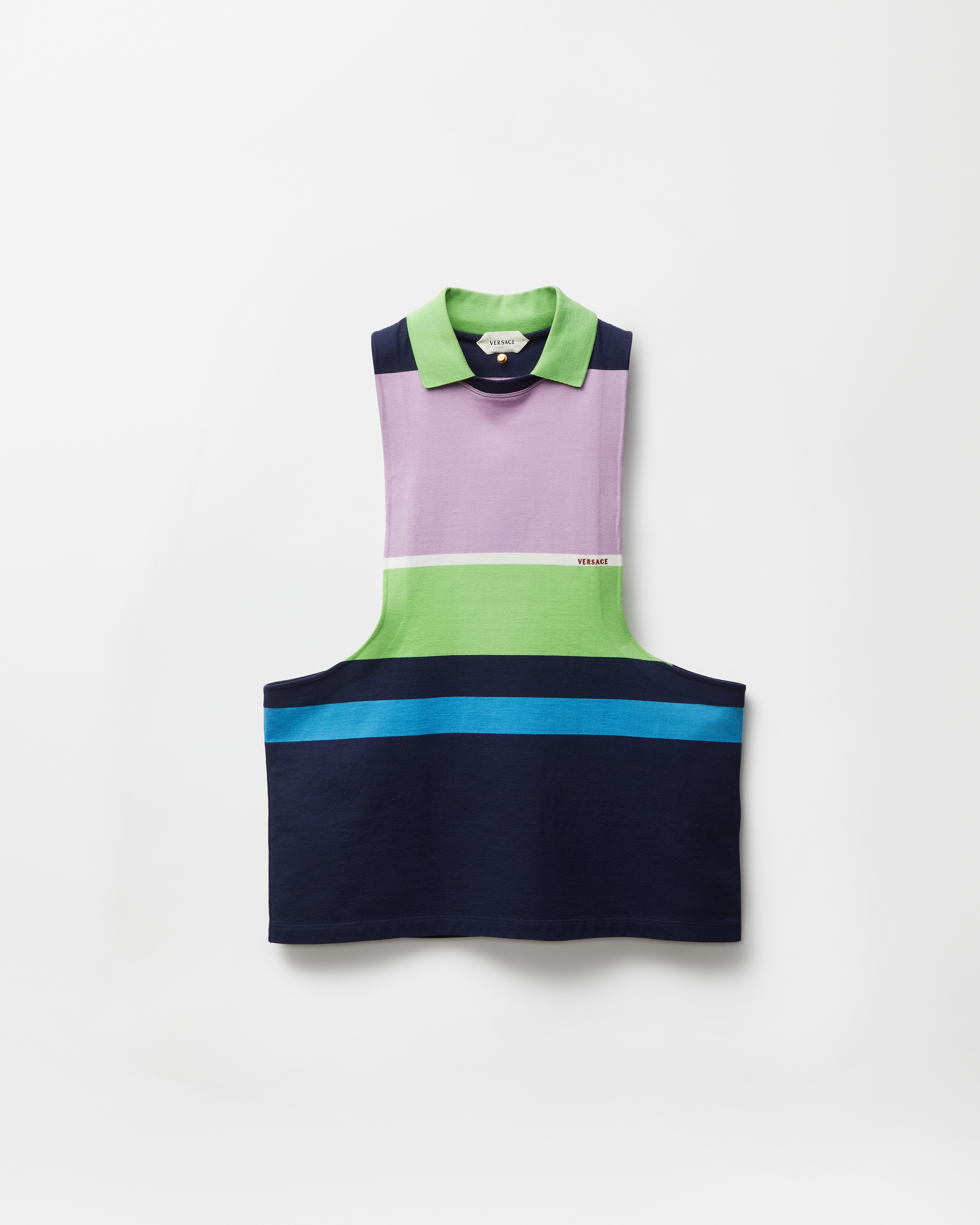 Striped Cotton-Jersey Tank Top Multicolor | VERSACE US