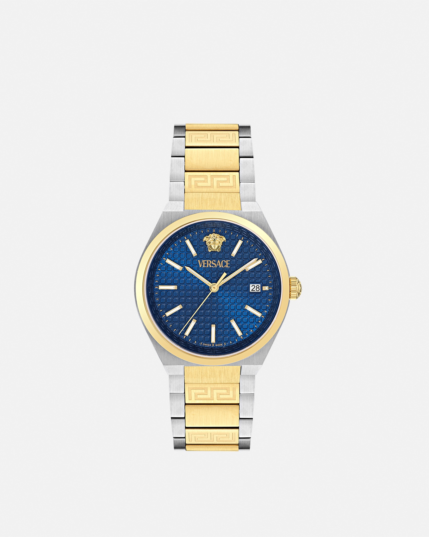 Versace V-auria Watch In Gold+blue