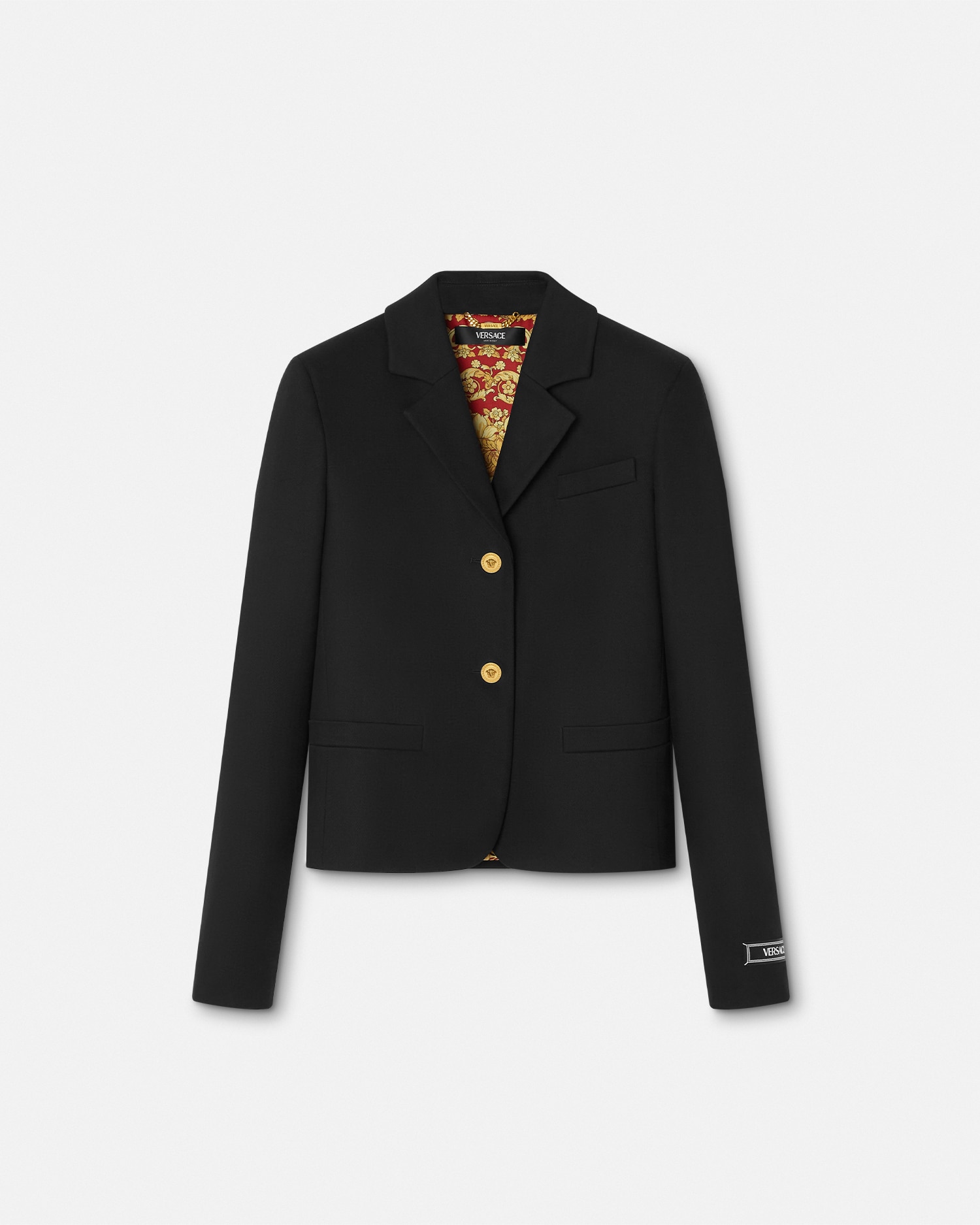 Versace Gabardine Crop Boxy Blazer