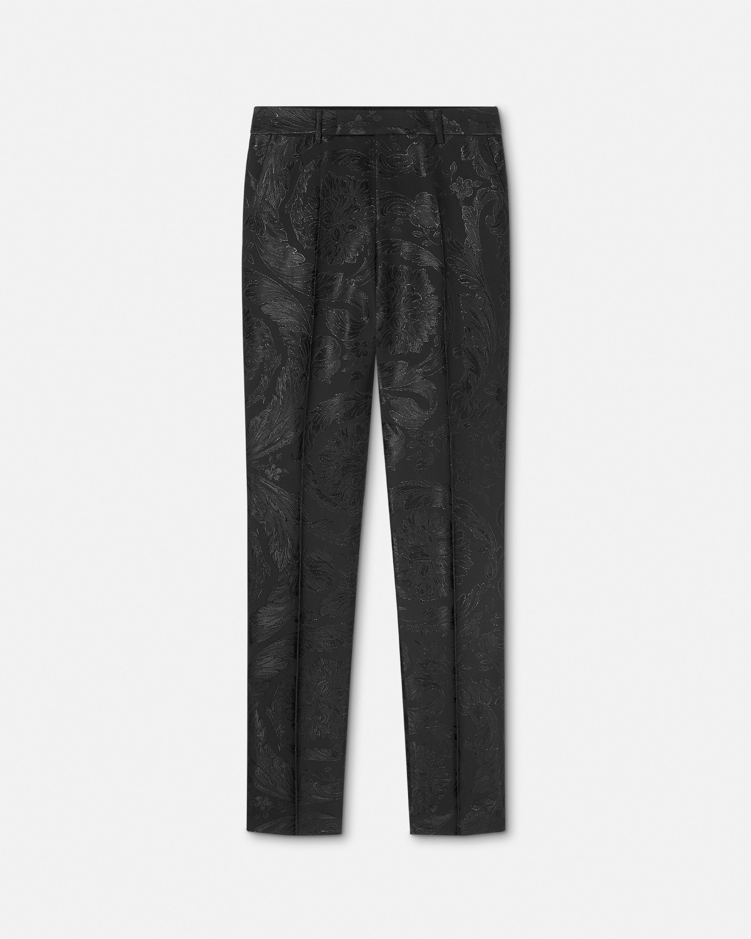 Versace Pantalon Habillé En Laine Jacquard Barocco In Black