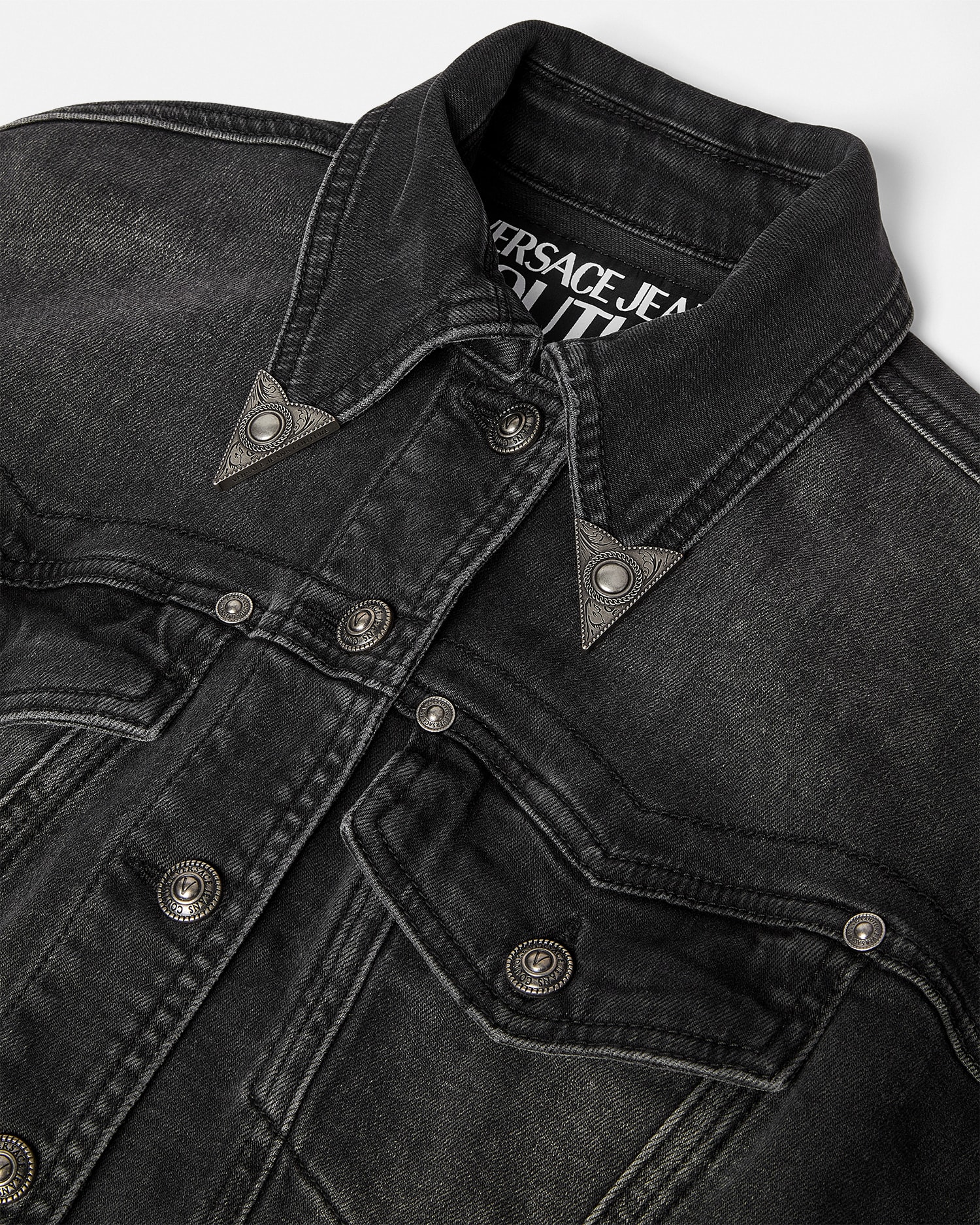 Floral V-Emblem Denim Jacket