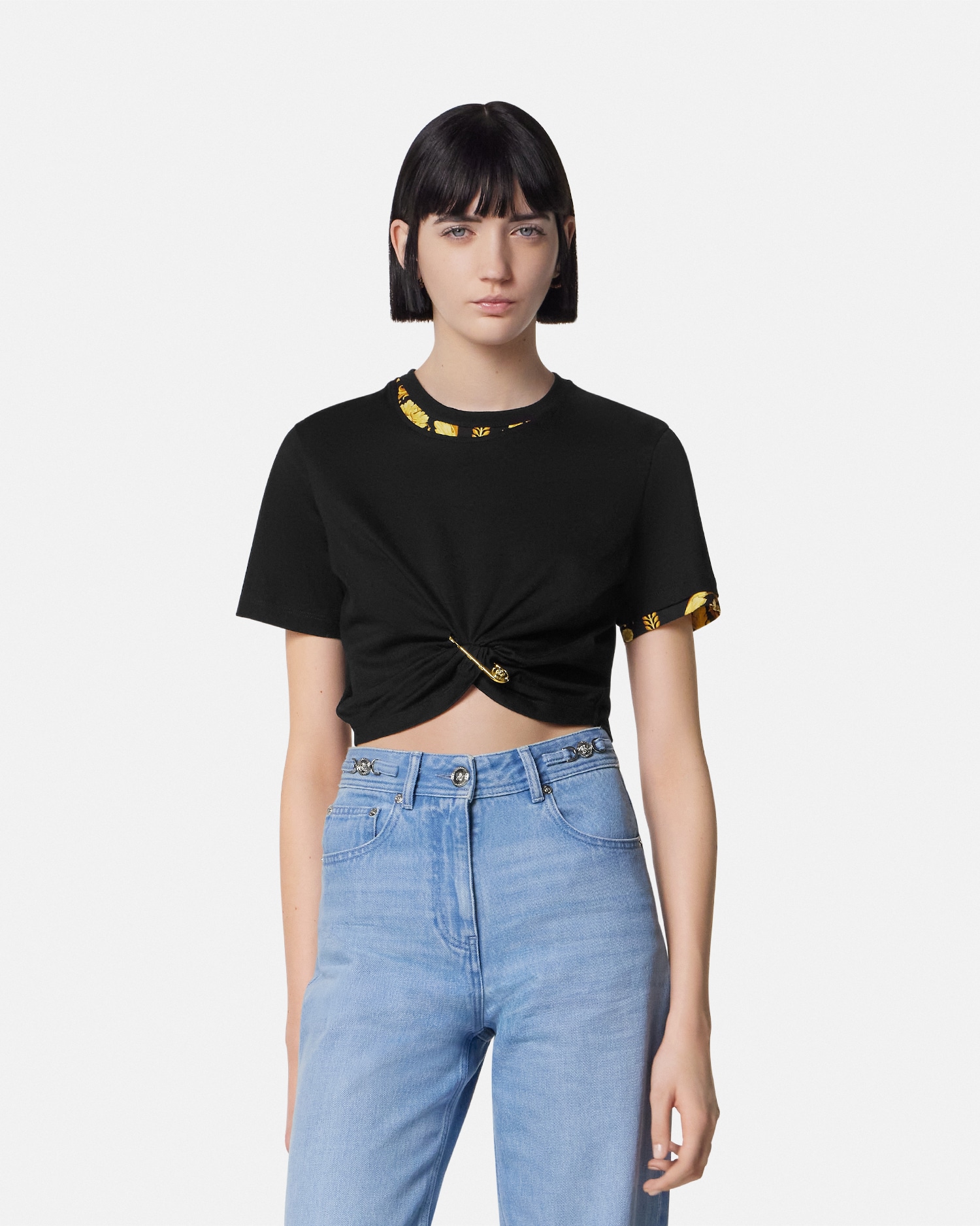 Barocco Safety Pin Crop T-Shirt