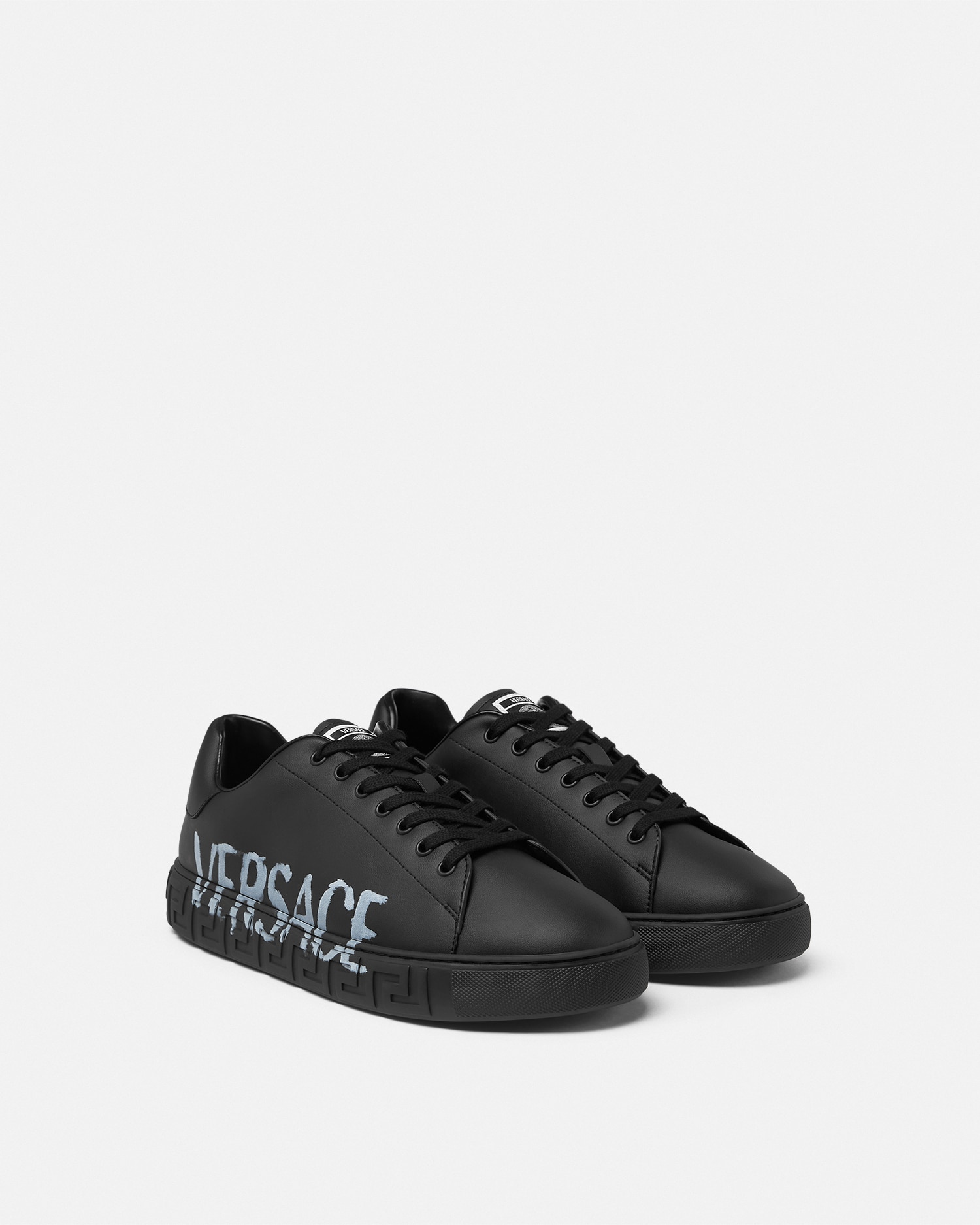 Versace Greek Sneakers With Logo In Black