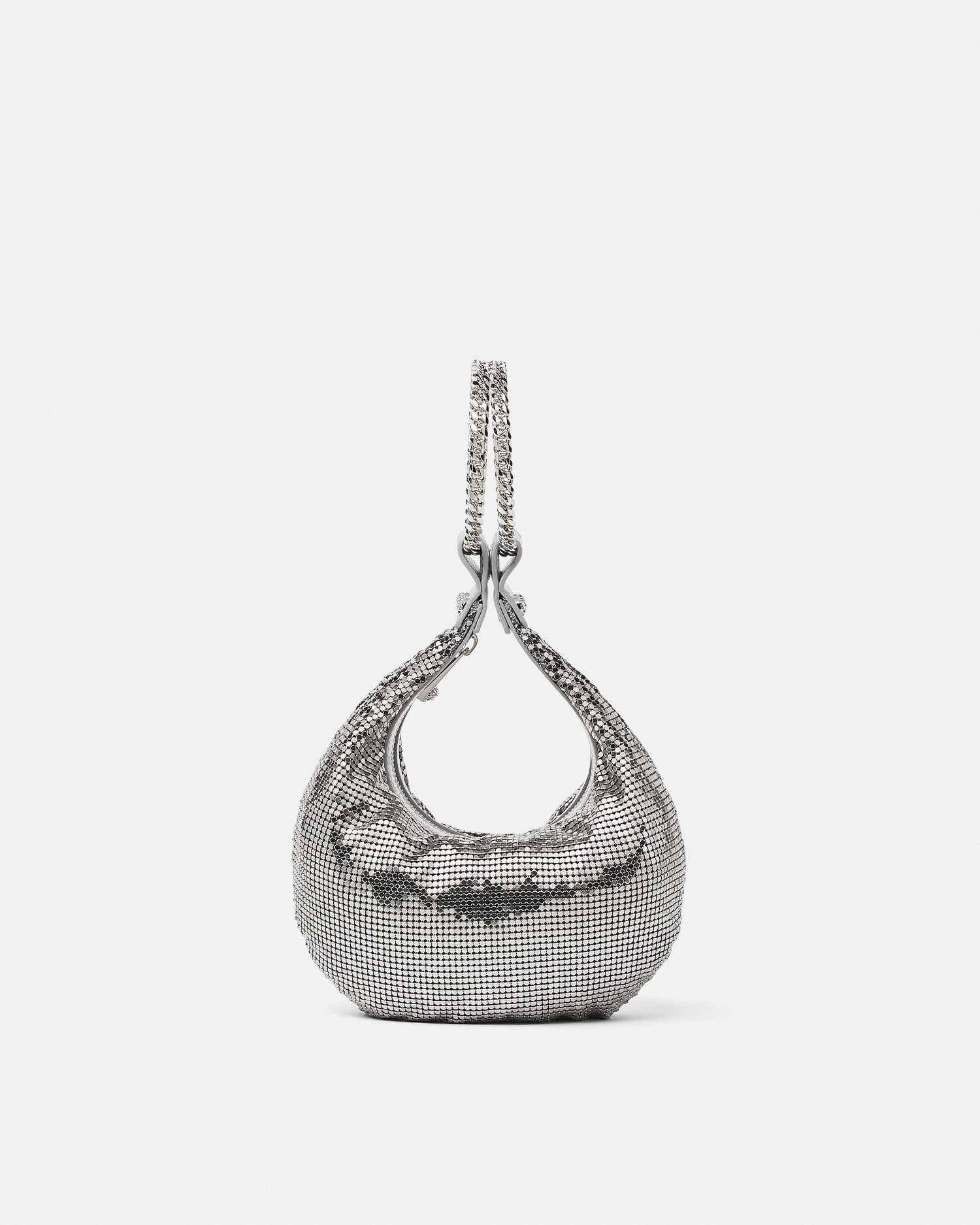 Versace Metal Mesh Mini Bag In Argent
