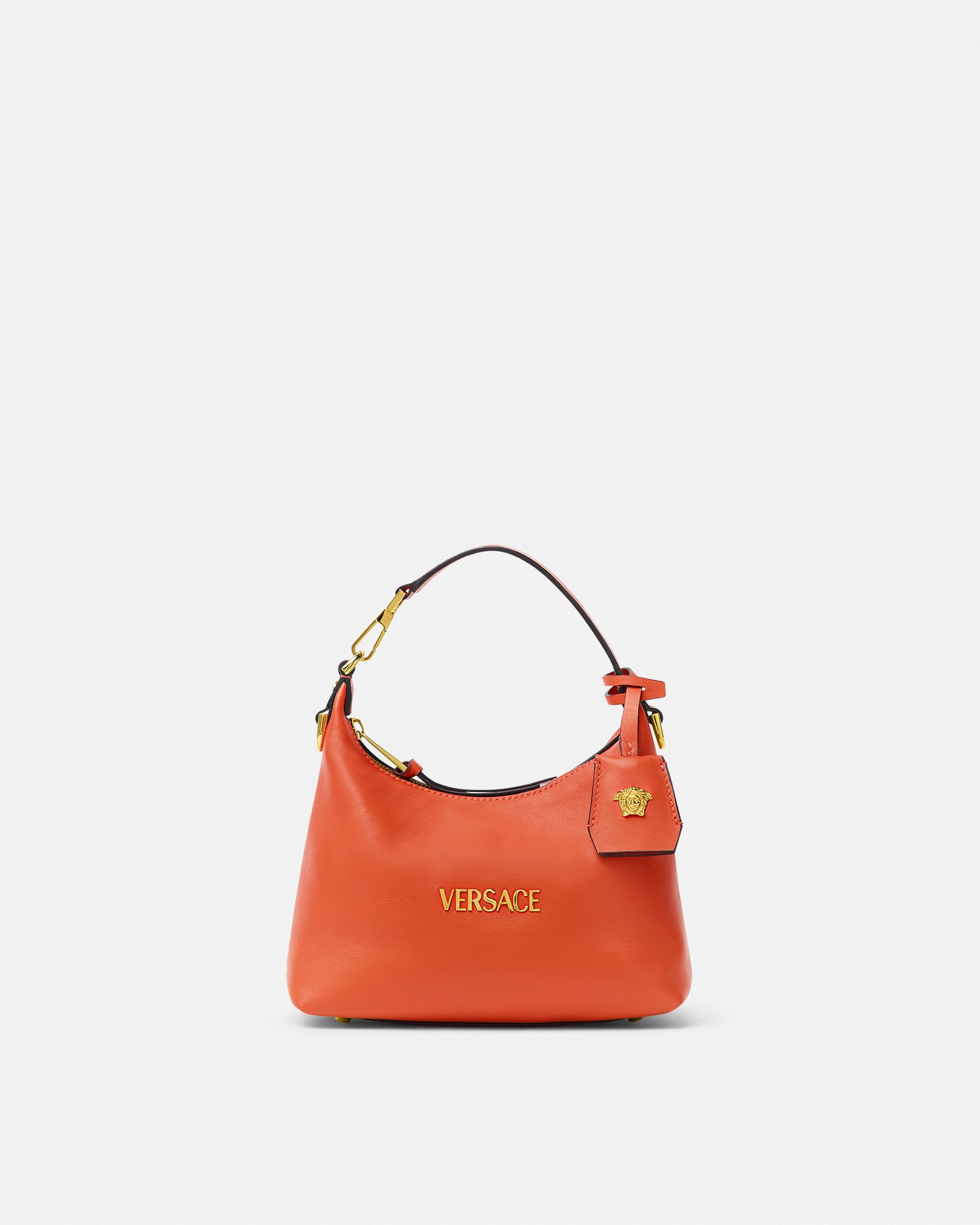 Versace Tag Hobo Handbag In Orange