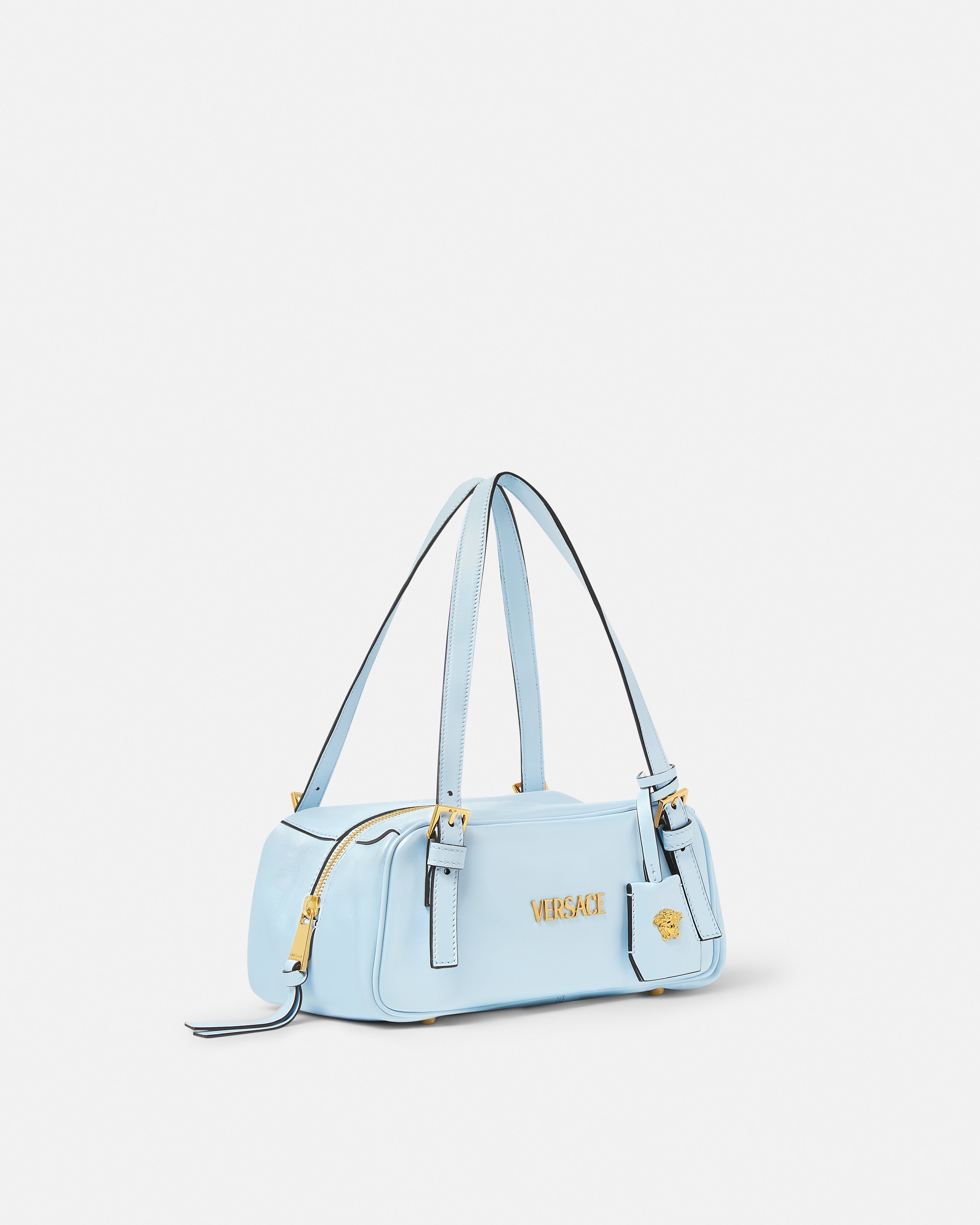 Versace Tag Shoulder Bag In Blue