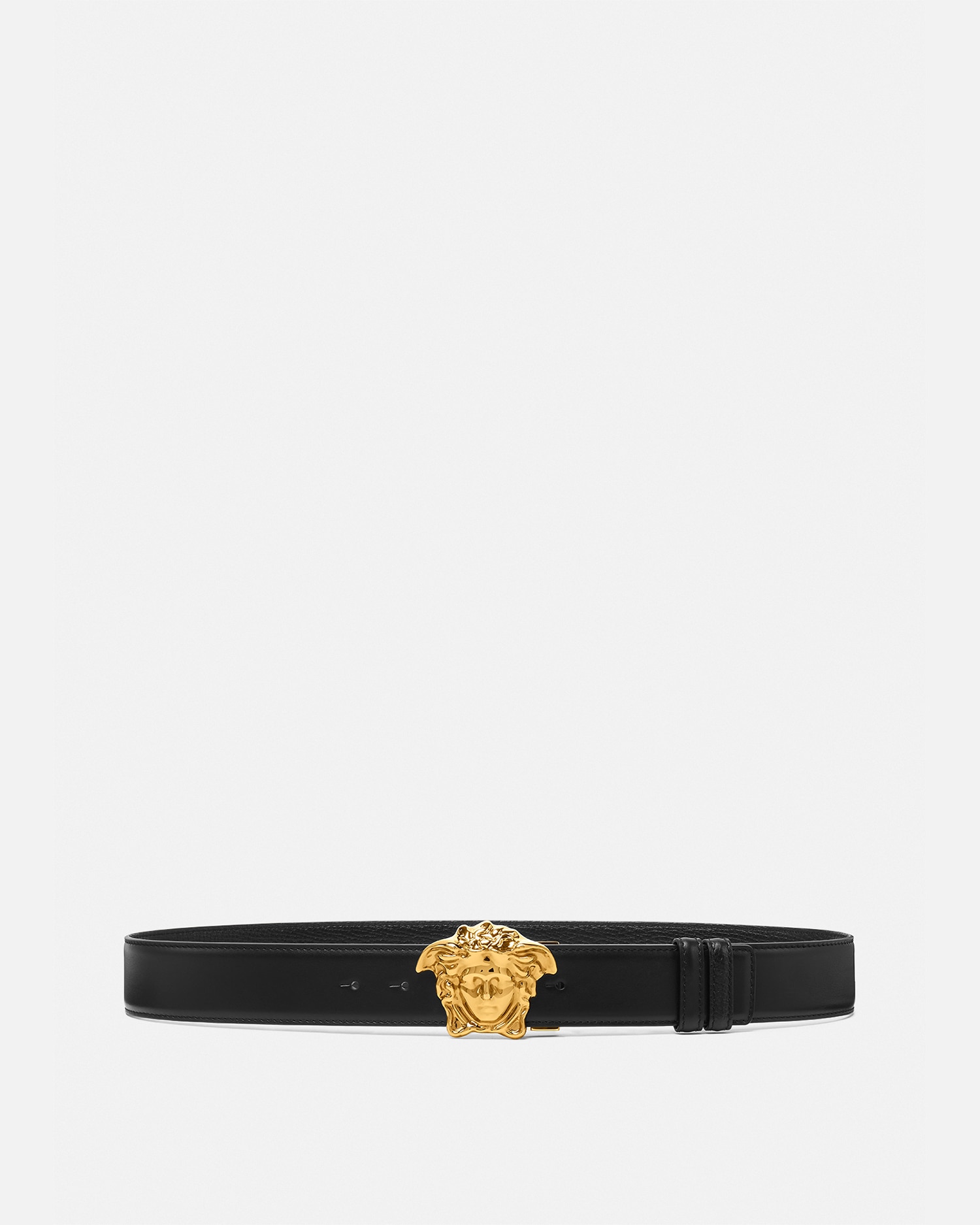 Versace Accessori La Medusa Double-face Leather Belt In Black