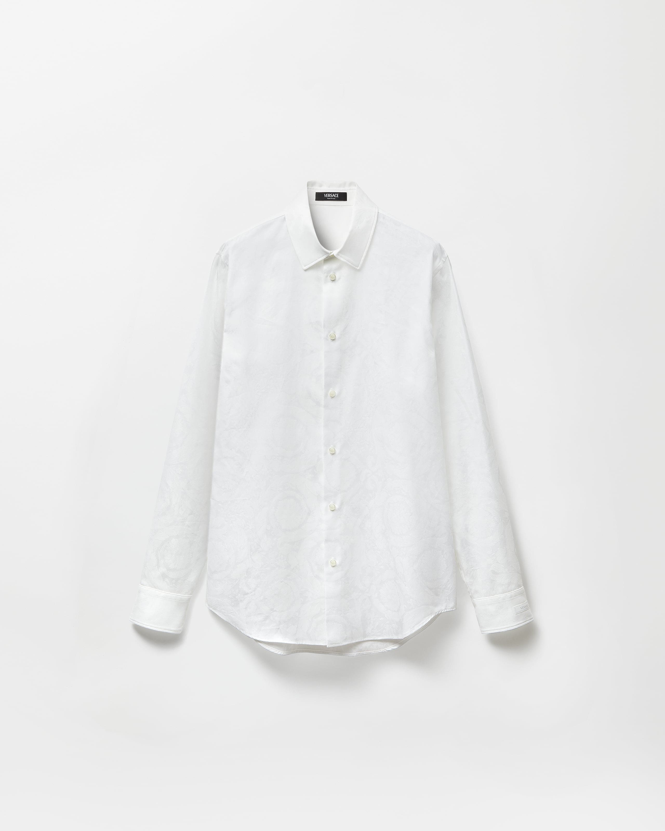Jacquard Cotton-Poplin Shirt White | VERSACE US
