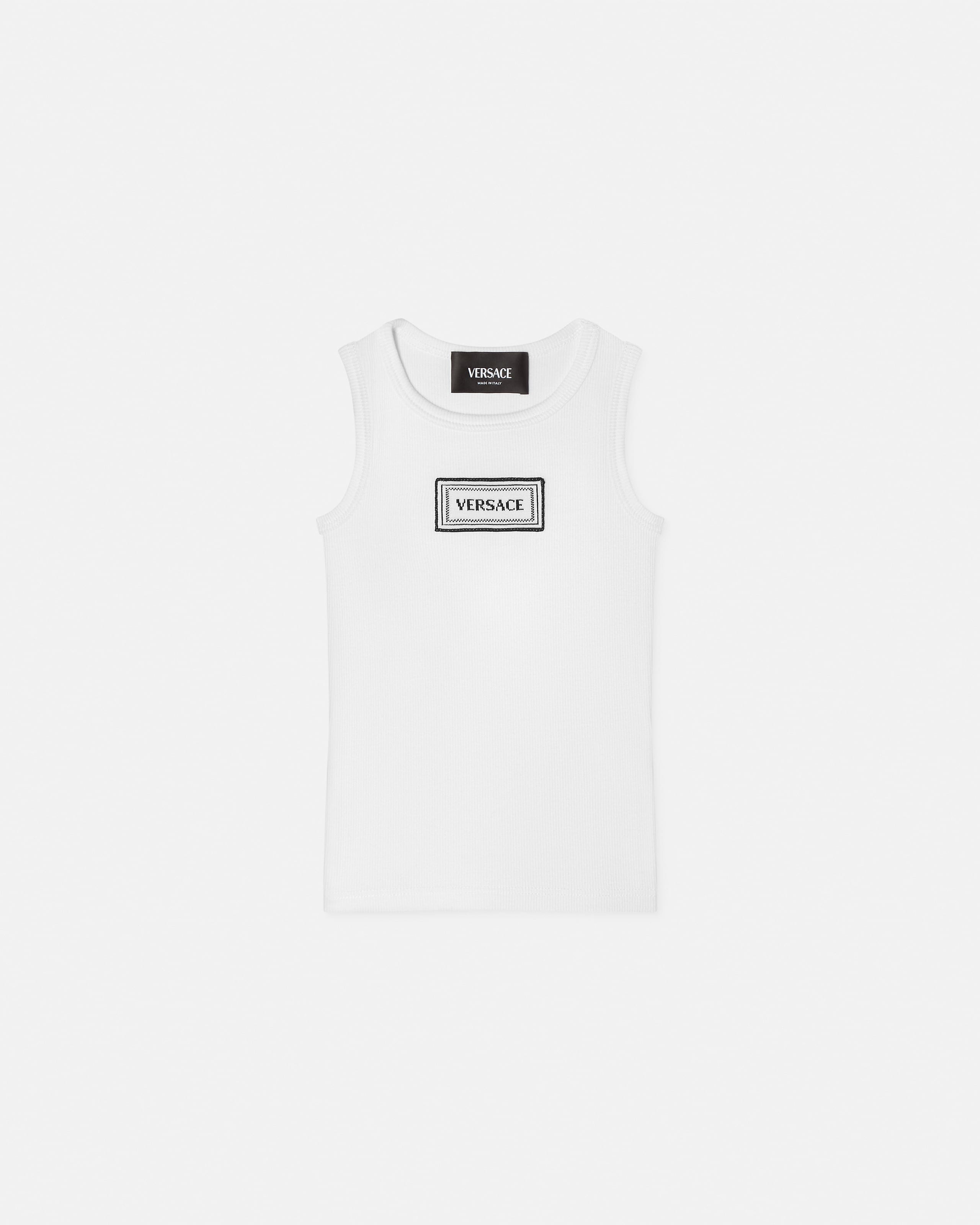 Versace Débardeur En Coton Côtelé In White