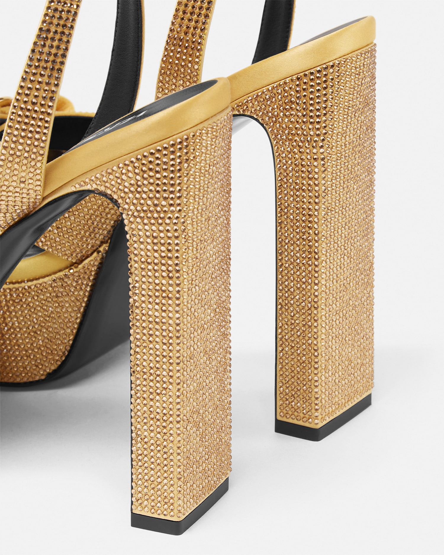 Gianni Ribbon Embellished Satin Sandals 140 mm