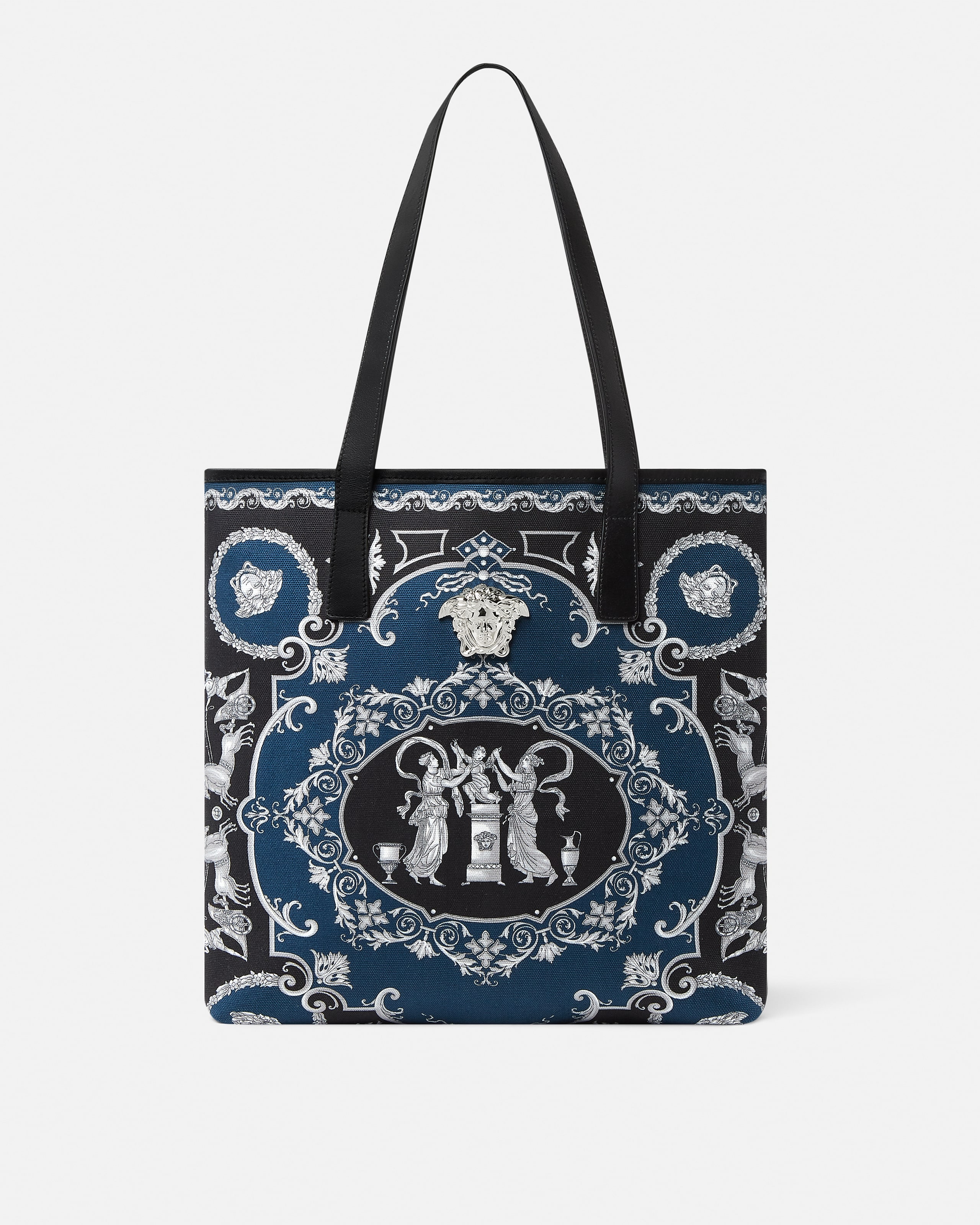 Versace La Medusa Printed Canvas Tote In Multi