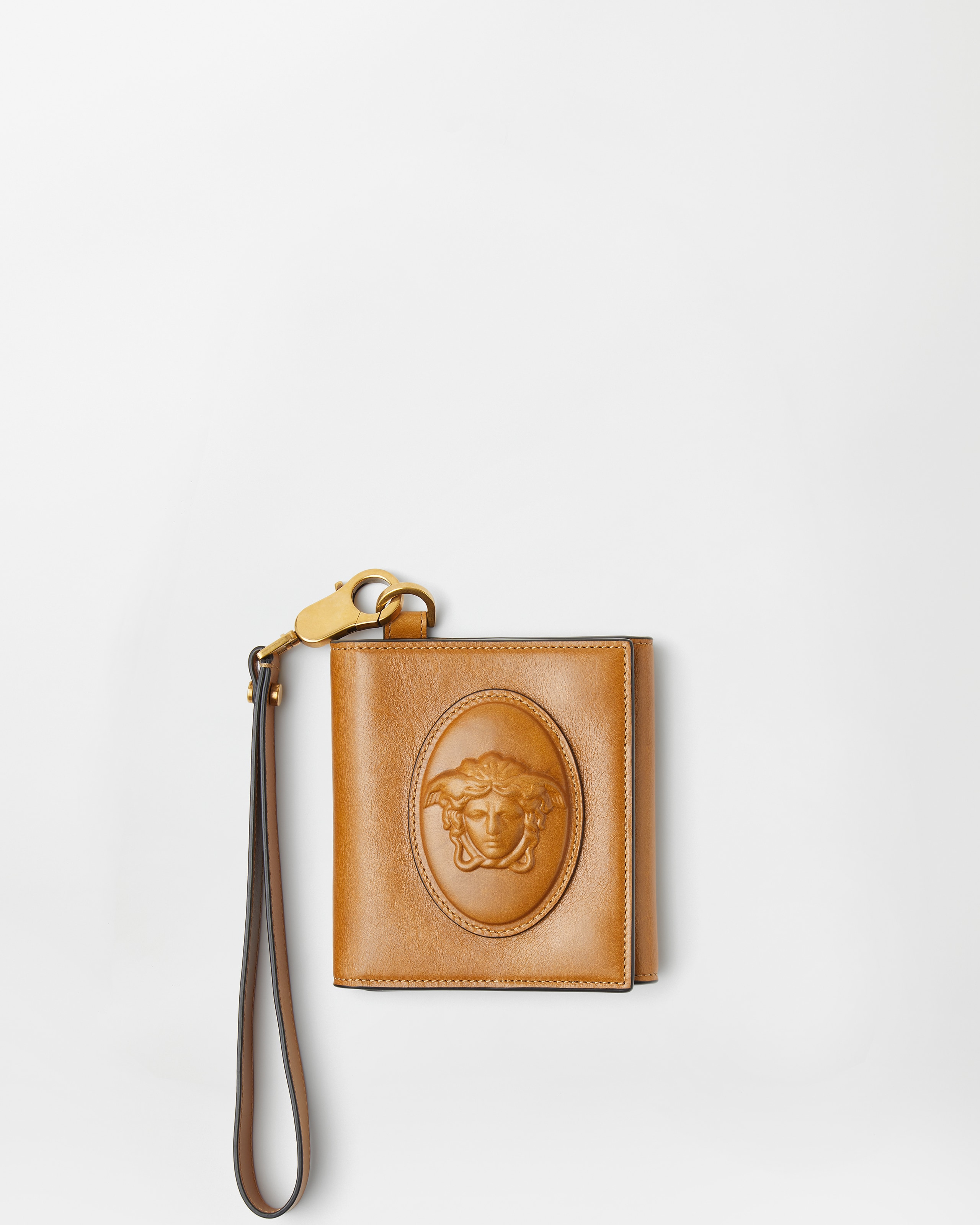 Versace Roomy Leather Wallet In Brown