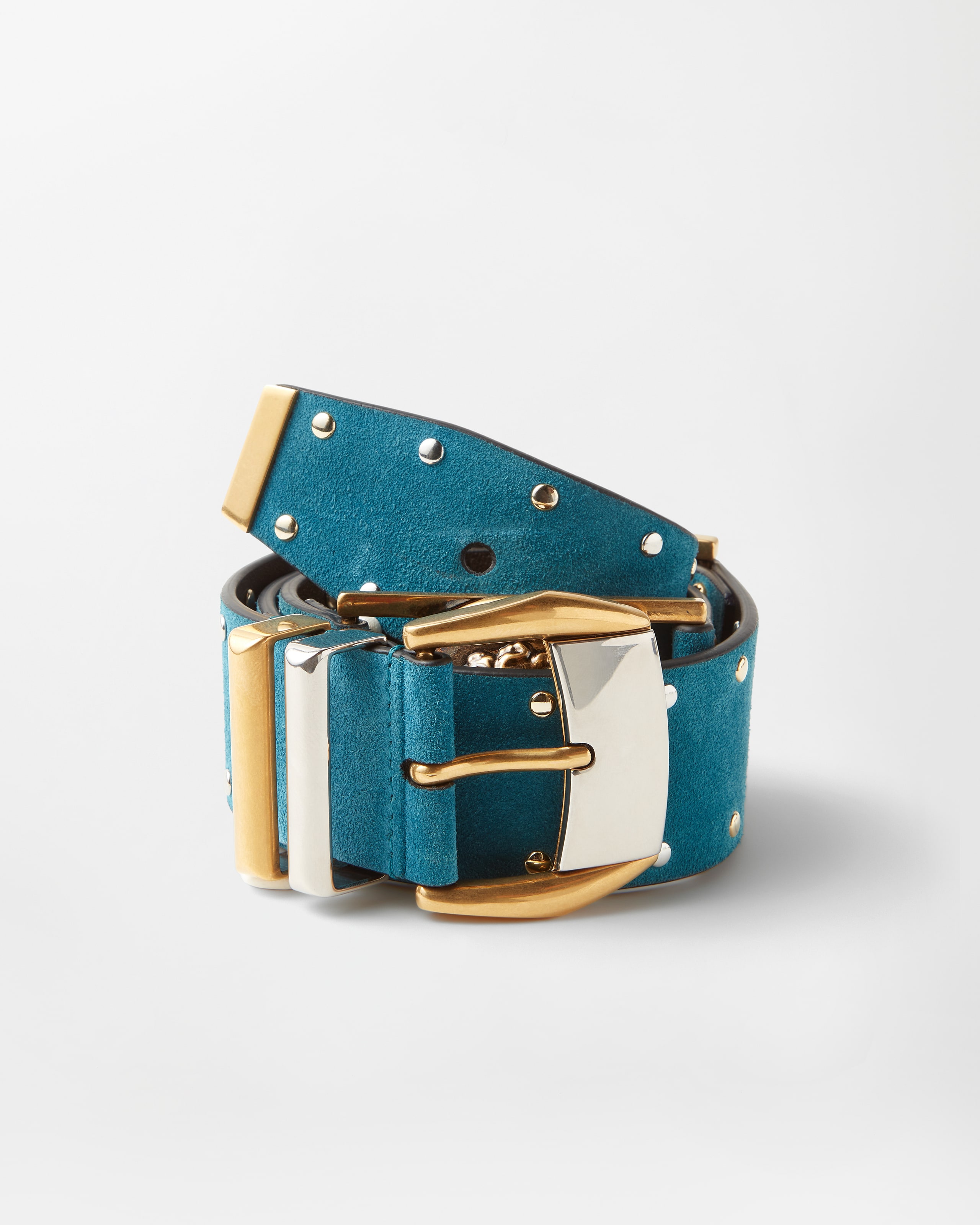 Studded Suede Belt 4 cm Purple | VERSACE US