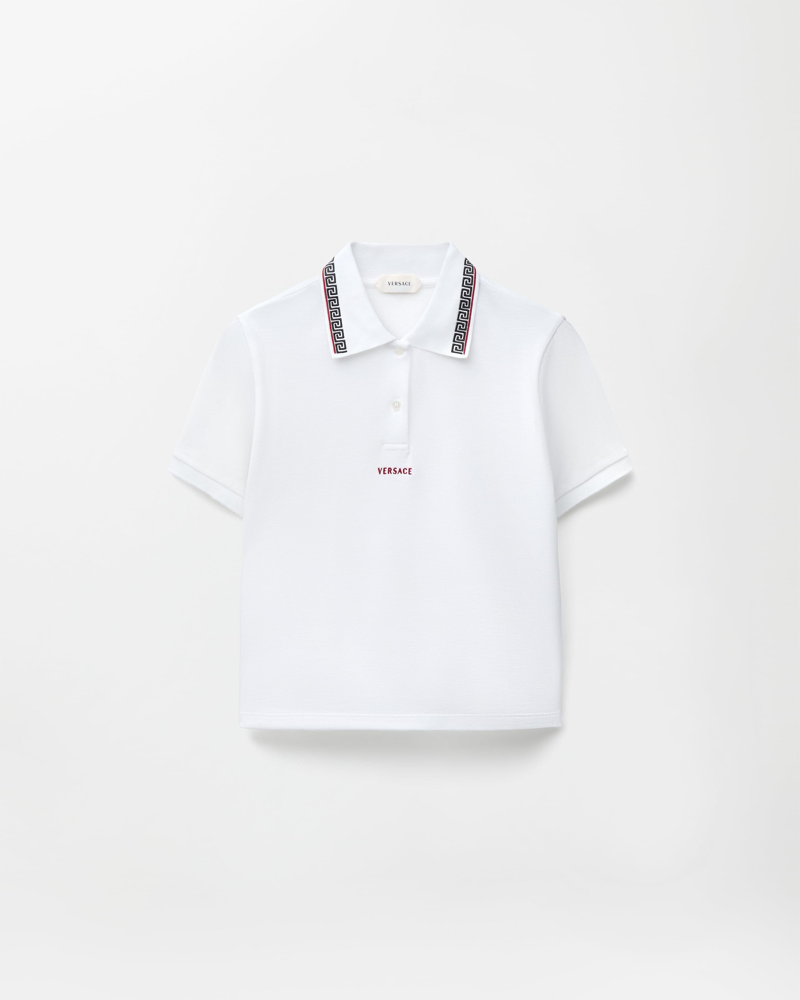 Versace Polo En Piqué De Coton À Logo In Blanc