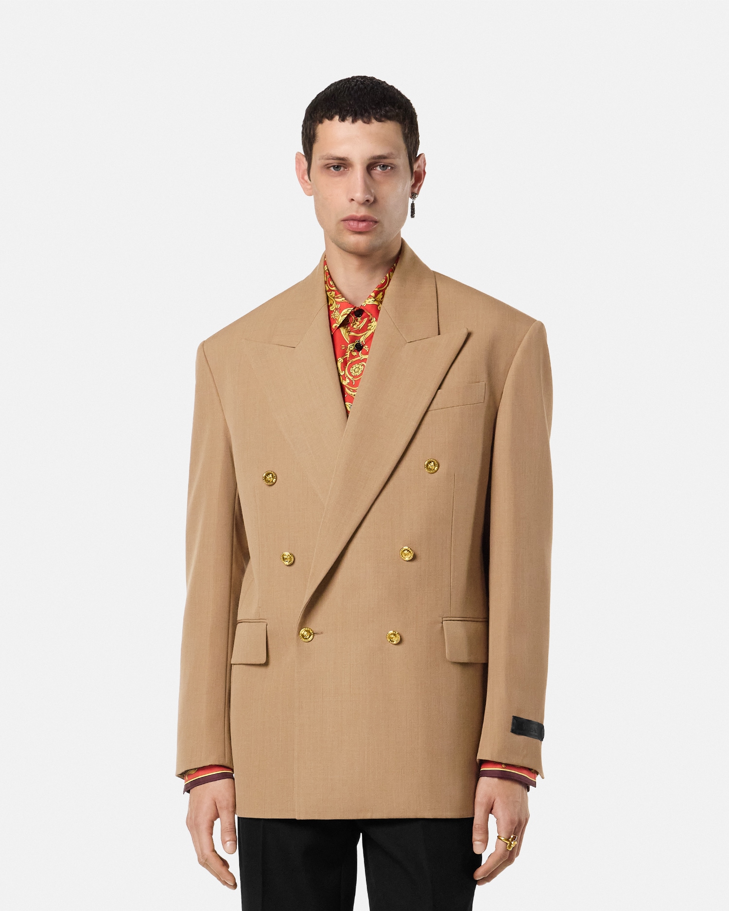 Mélange Wool Double-Breasted Blazer