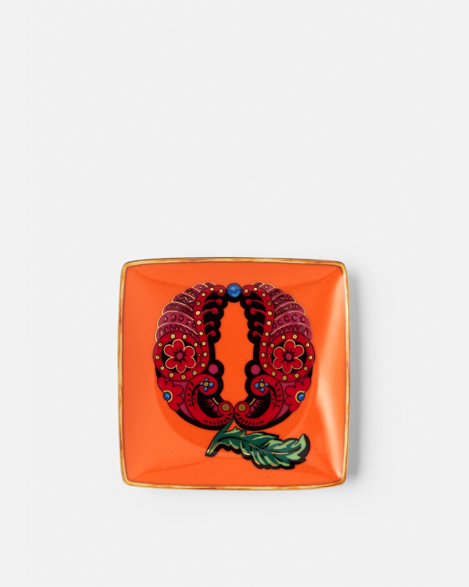 Versace Porcellane E Cristalli Versace Alphabet Q Dish 12cm In Orange