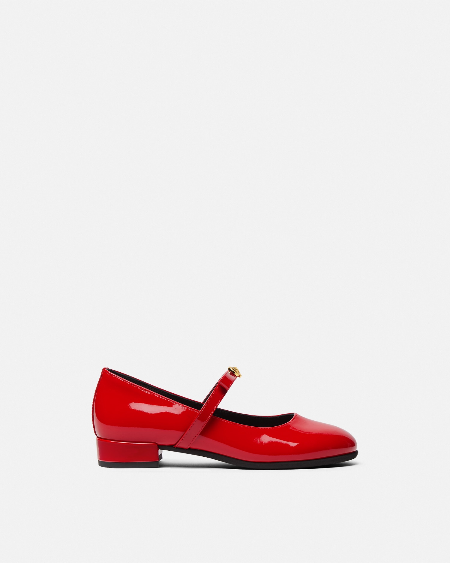 Versace Gianni Ribbon Patent Kids Ballerinas In Red