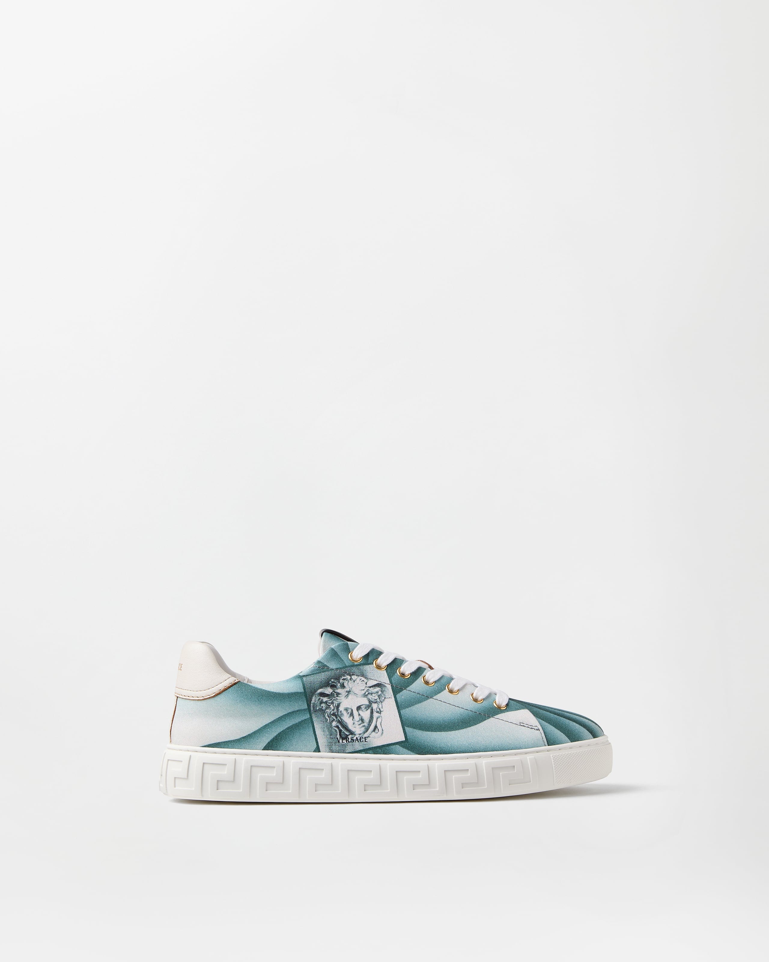 Versace Greca Printed Canvas Sneakers In Multi
