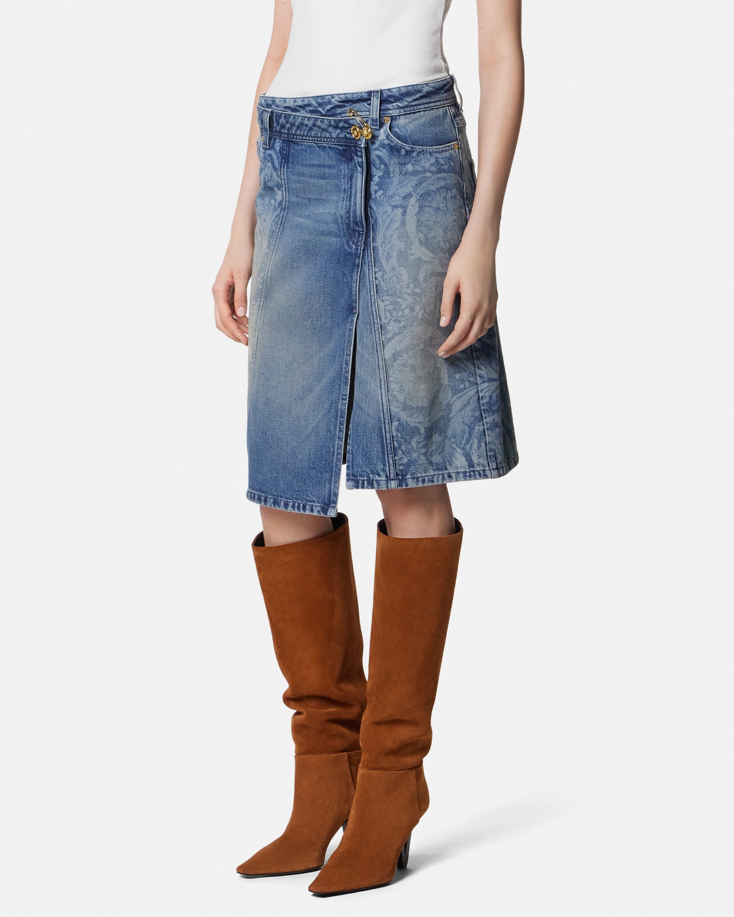 Barocco Denim Wrap Skirt