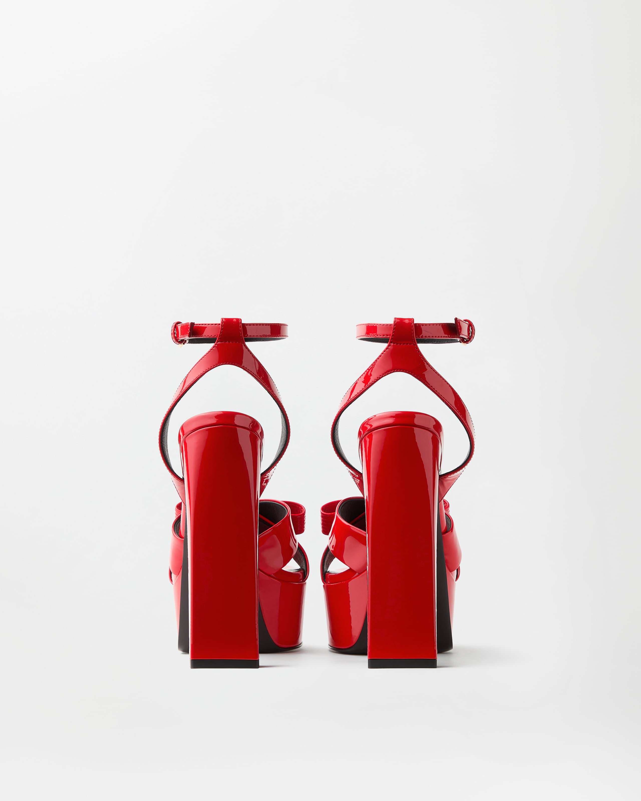 Gianni Ribbon Patent Sandals 140 mm Red | VERSACE US
