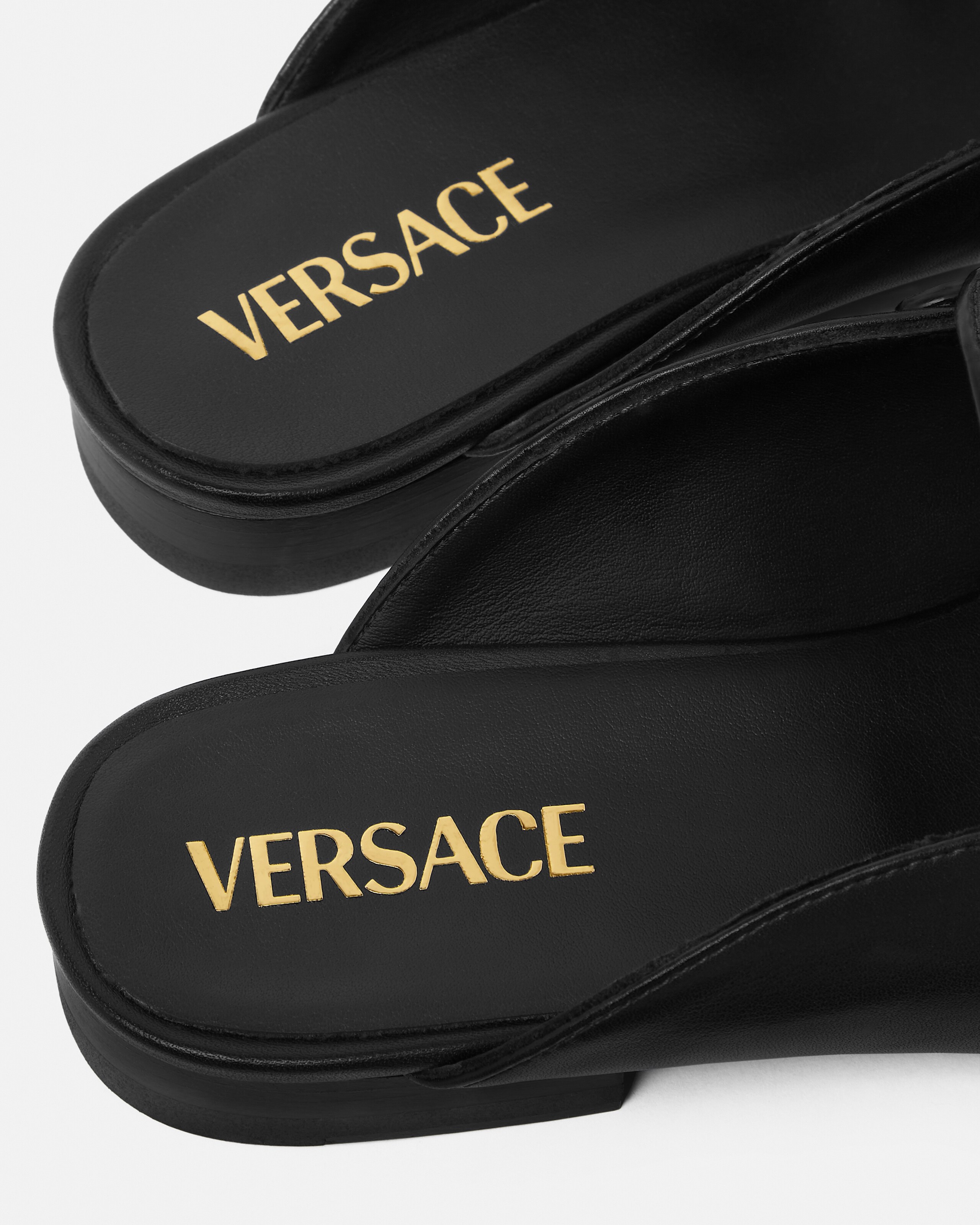 Medusa Leather Loafers Black,Gold | VERSACE US
