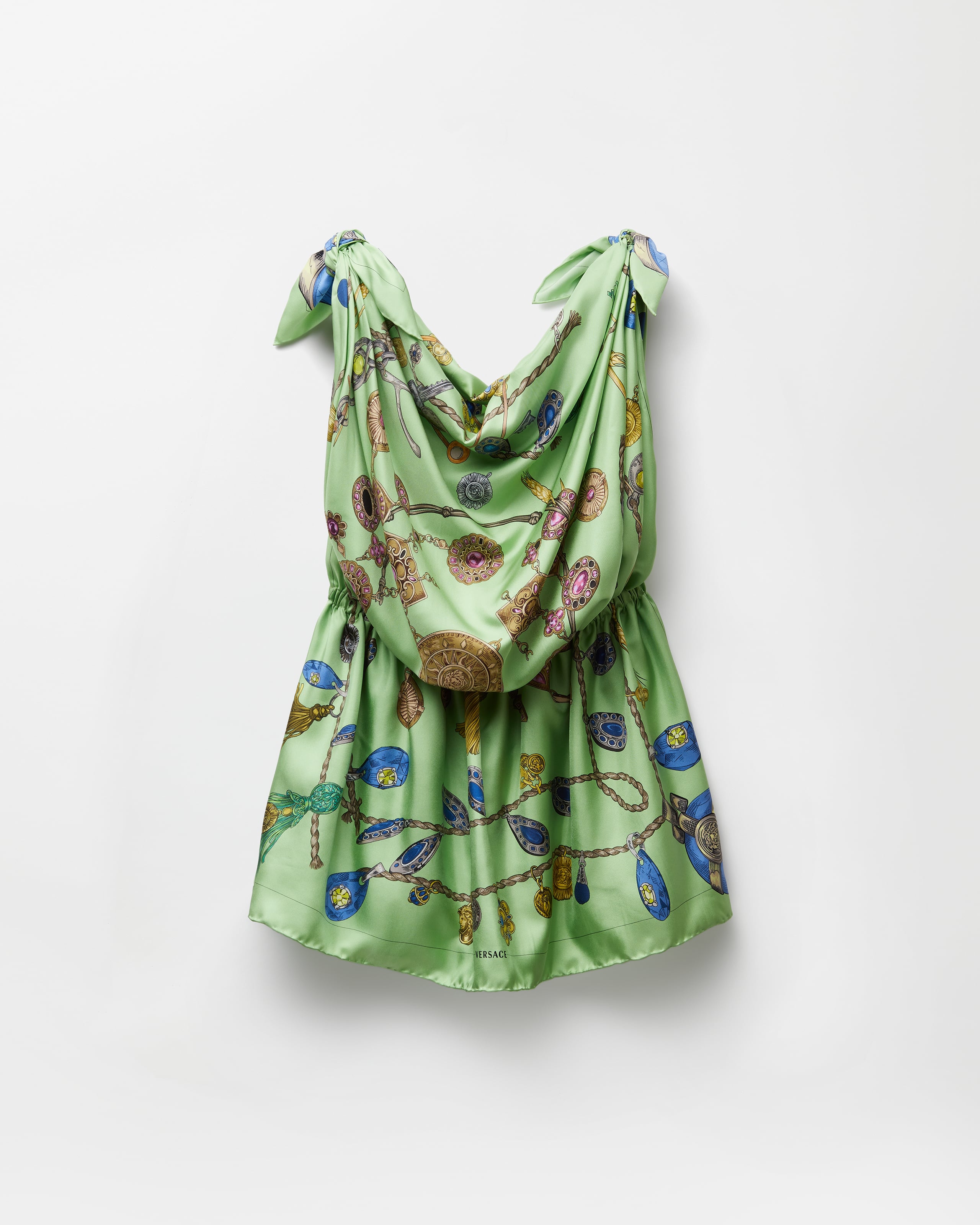 Versace Mini Robe En Sergé De Soie Imprimée In Multi