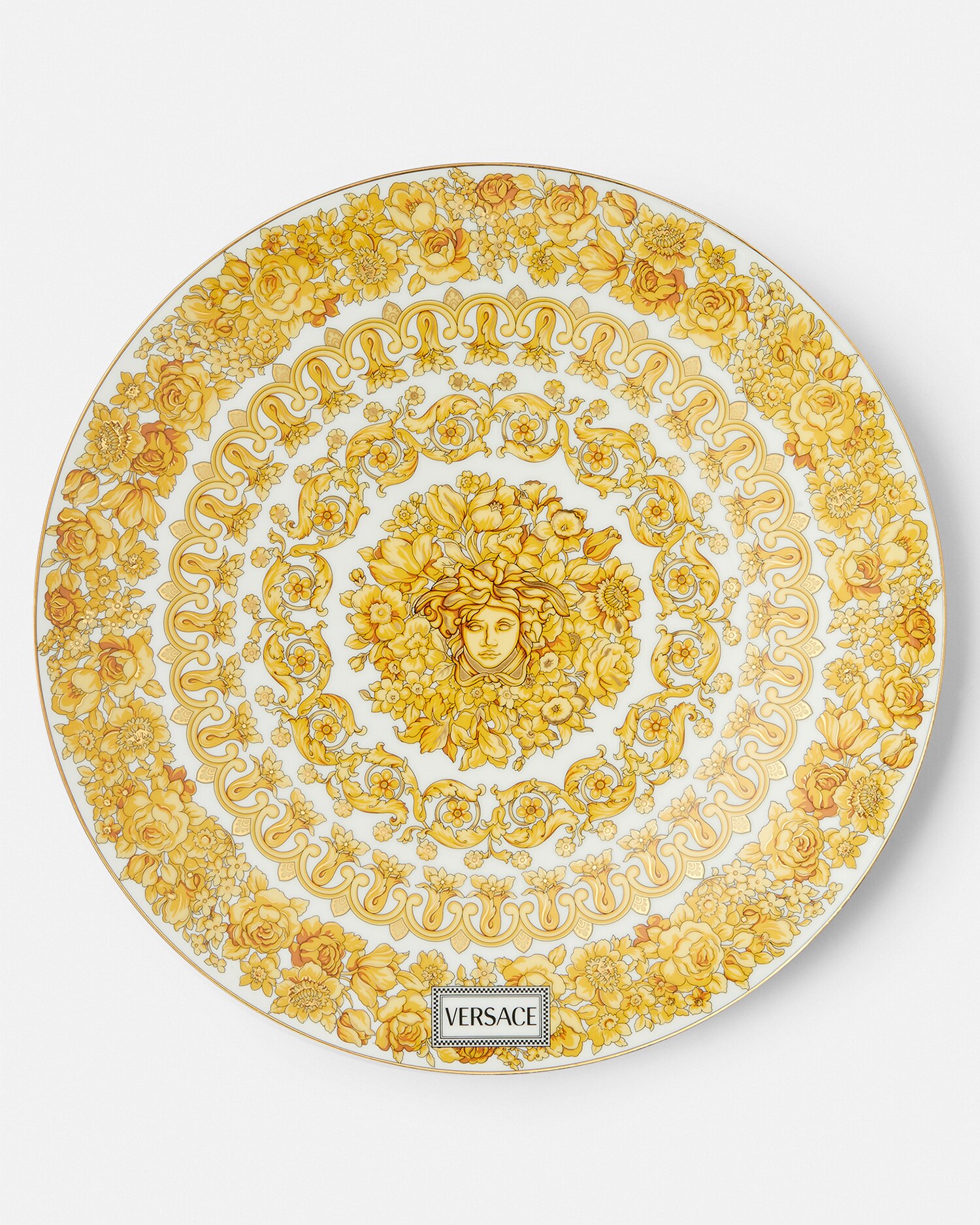 Versace Porcellane E Cristalli Medusa Rhapsody Charger Plate 33 Cm In Gold