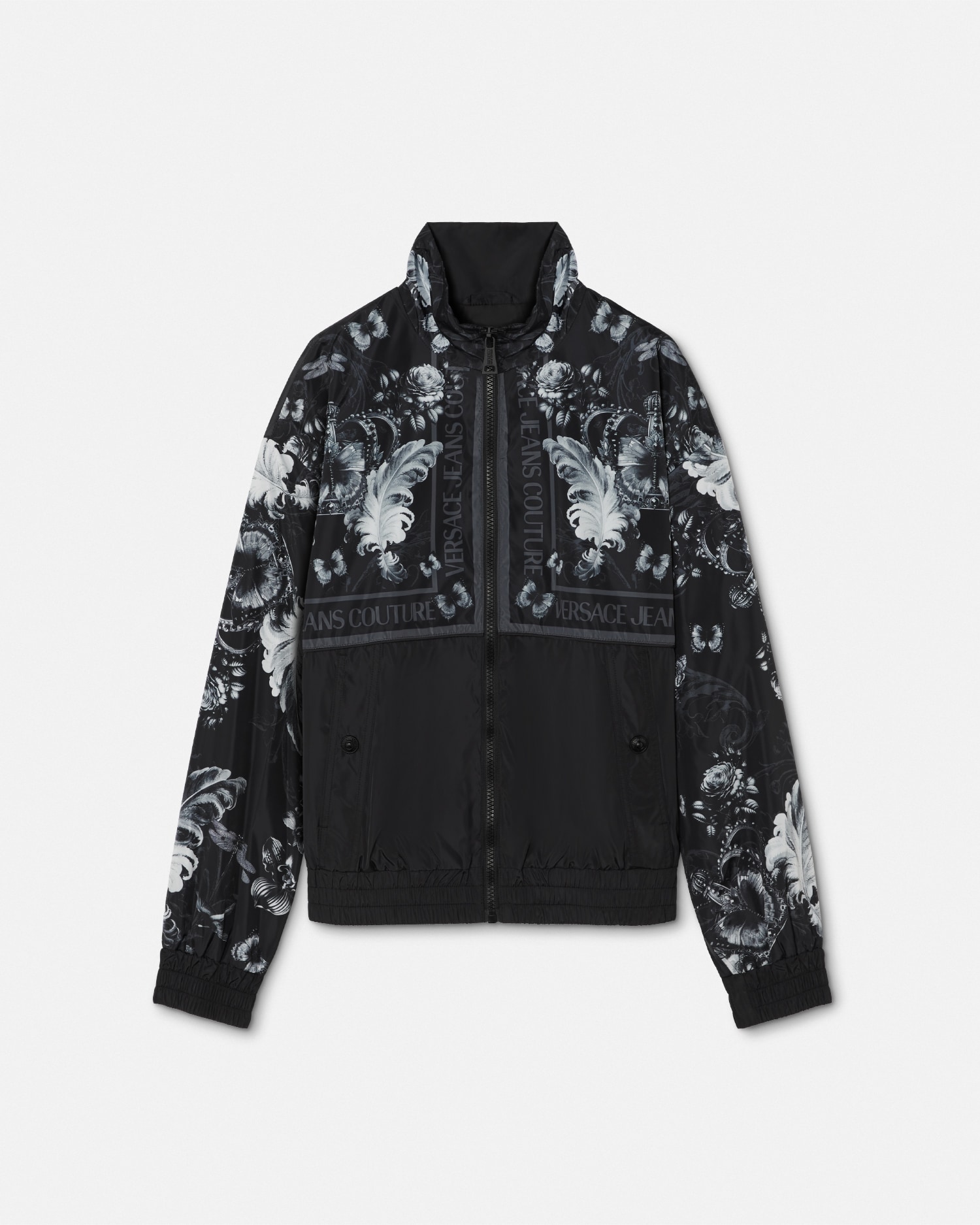 VERSACE JEANS COUTURE ジャケット　ロゴジップ　黒　M Versace Jeans Couture TAPE LOGO - Zip-up sweatshirt - black