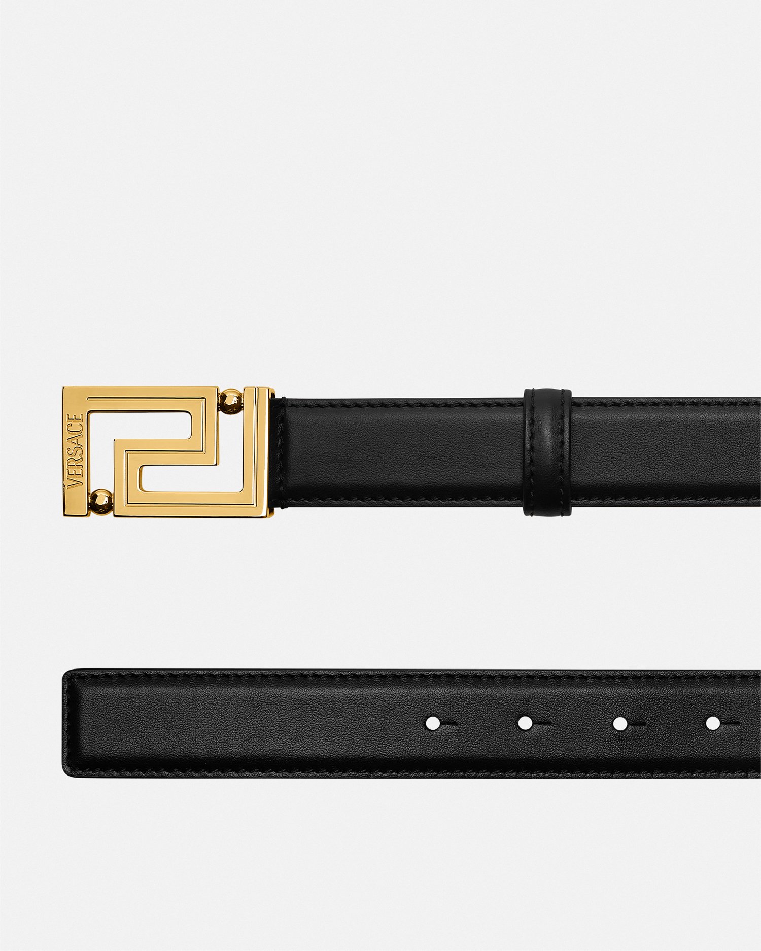 Shop Versace Accessori Greca Leather Belt 3 Cm In Black