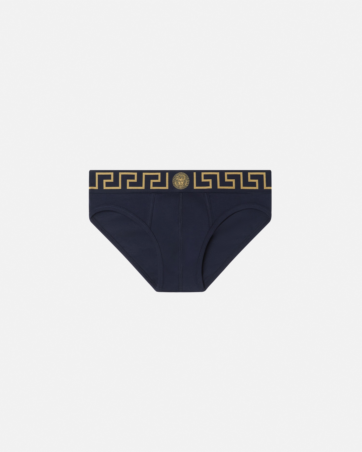 Versace Greca Border Swim Briefs In Bleu