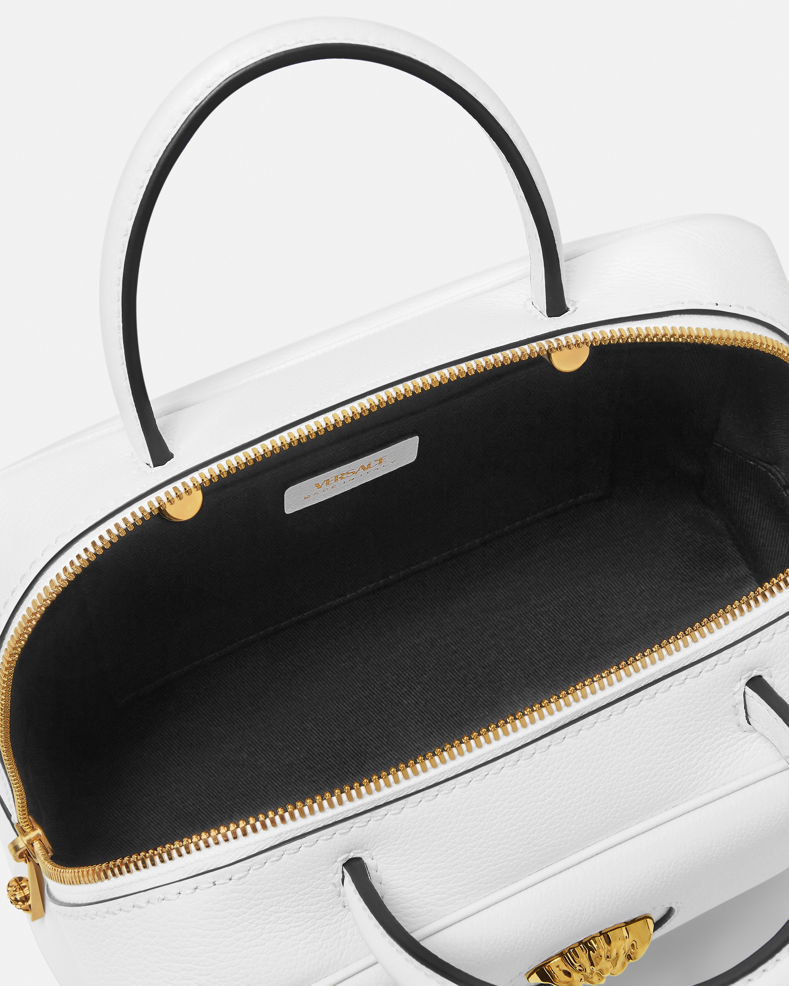 La Medusa Leather Boston Bag White | VERSACE US