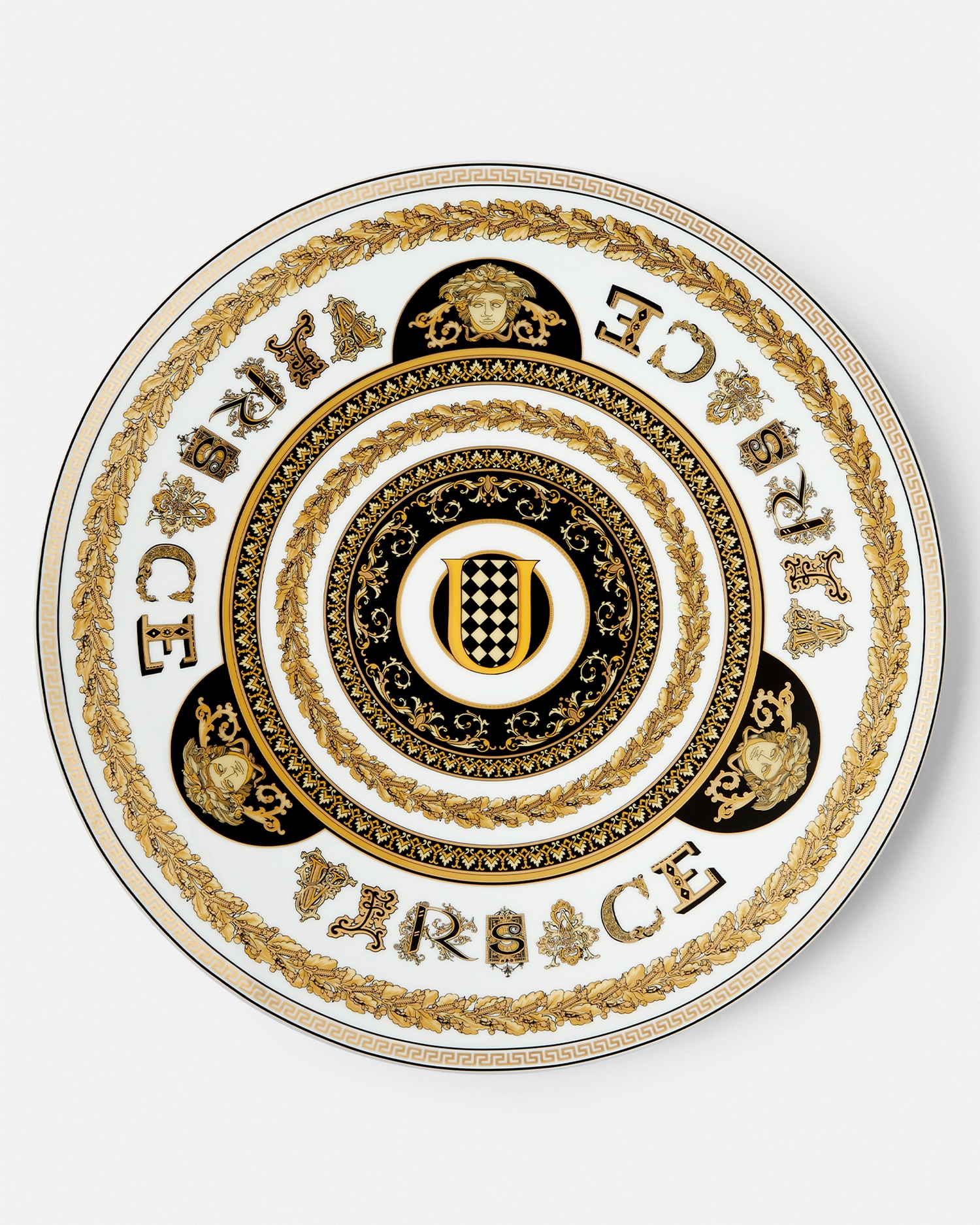 Versace Porcellane E Cristalli Virtus Alphabet U Charger Plate 33 Cm In Multi