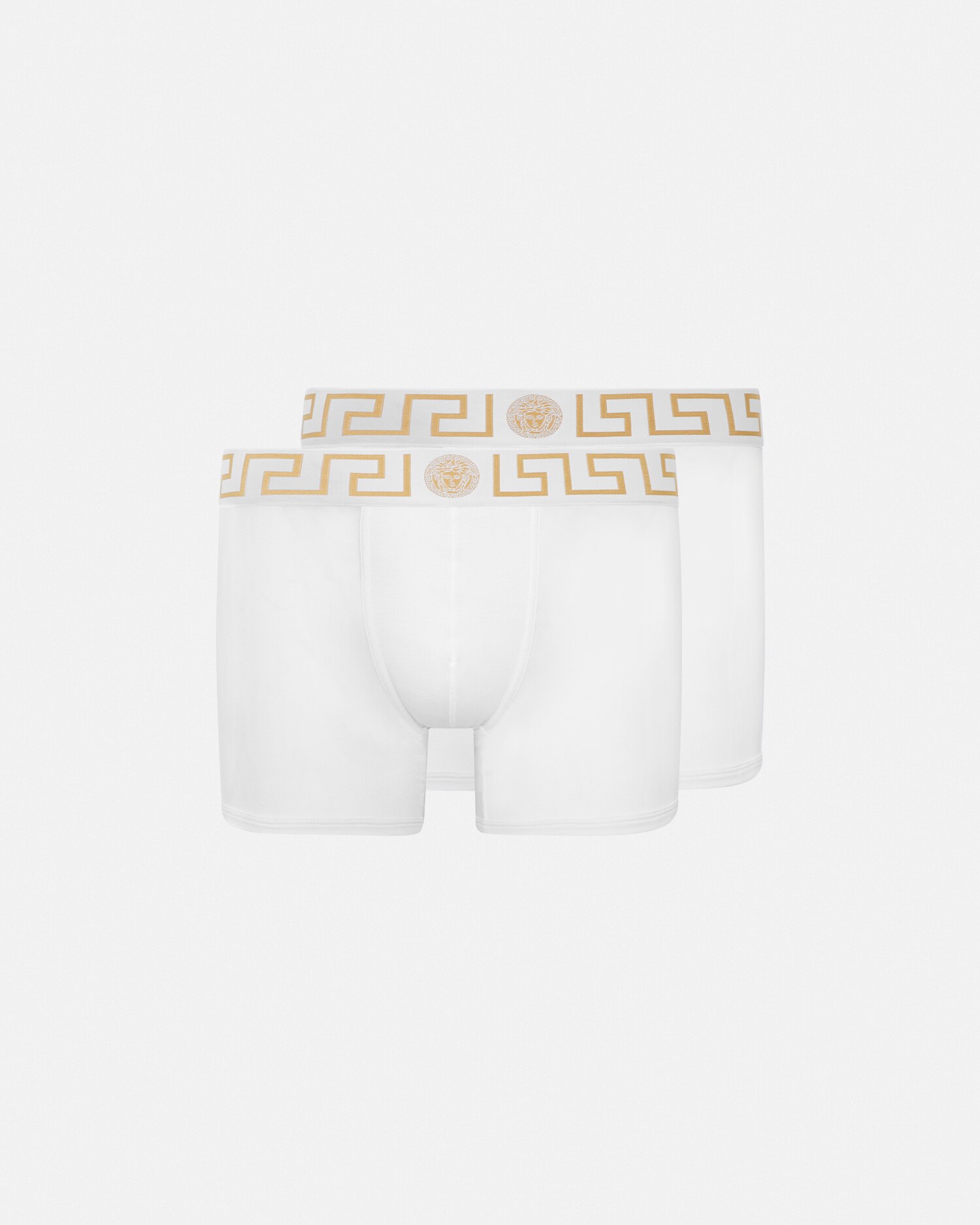 Versace Lot De Deux Boxers Adhérents Longs Greca In Blanc