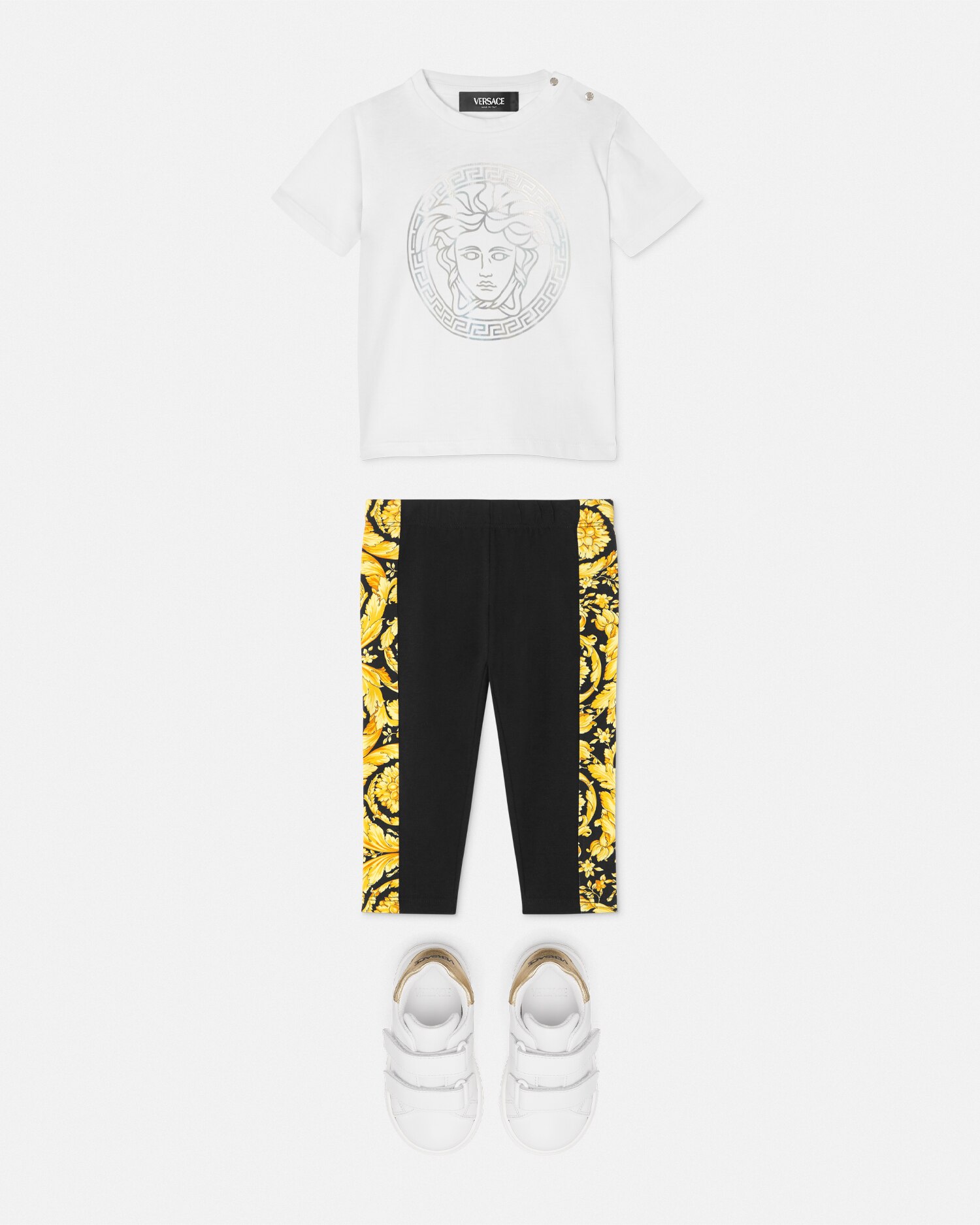 Shop Versace Barocco Baby Leggings In Black