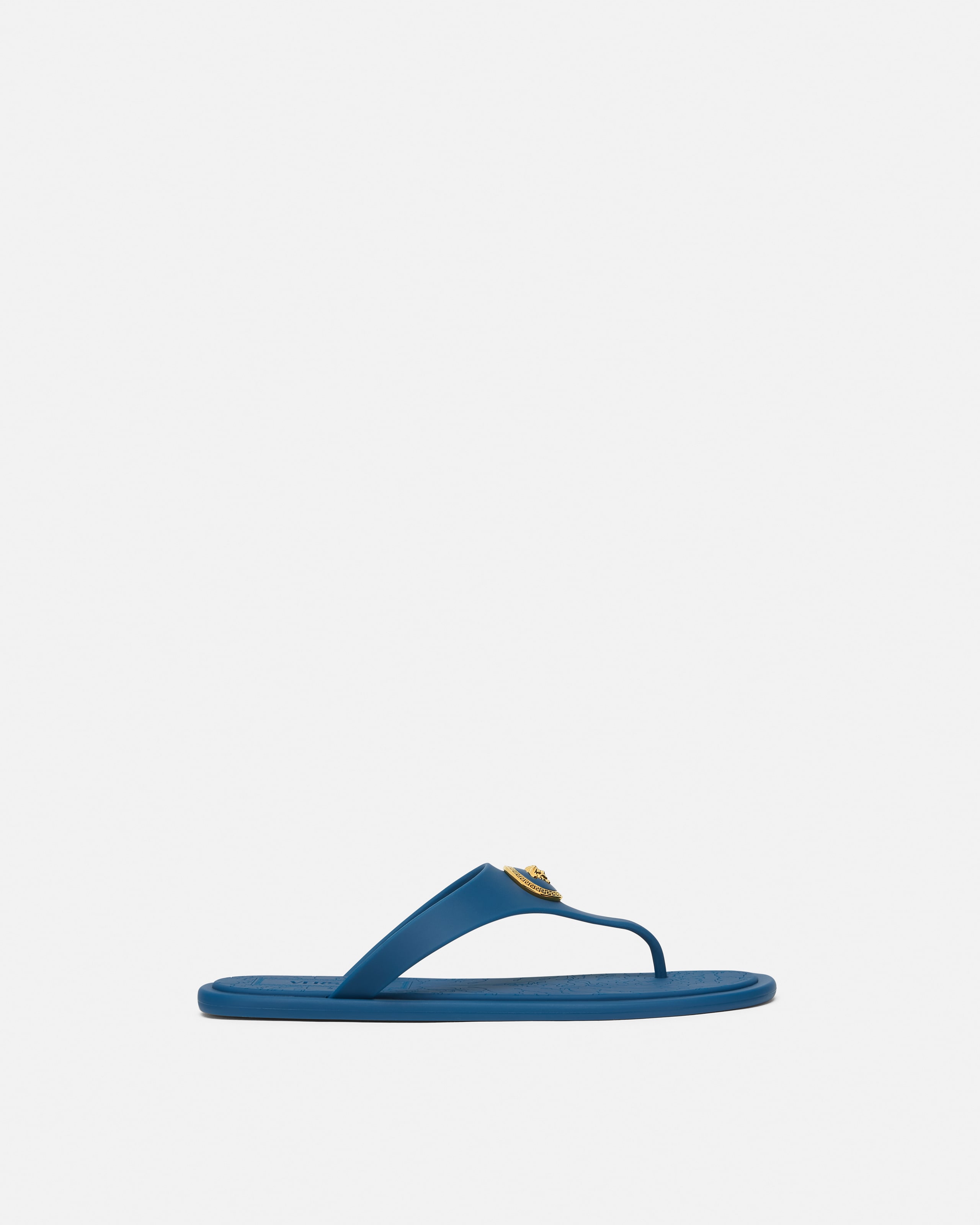 Versace Alia Rubber Flat Sandals In Blue