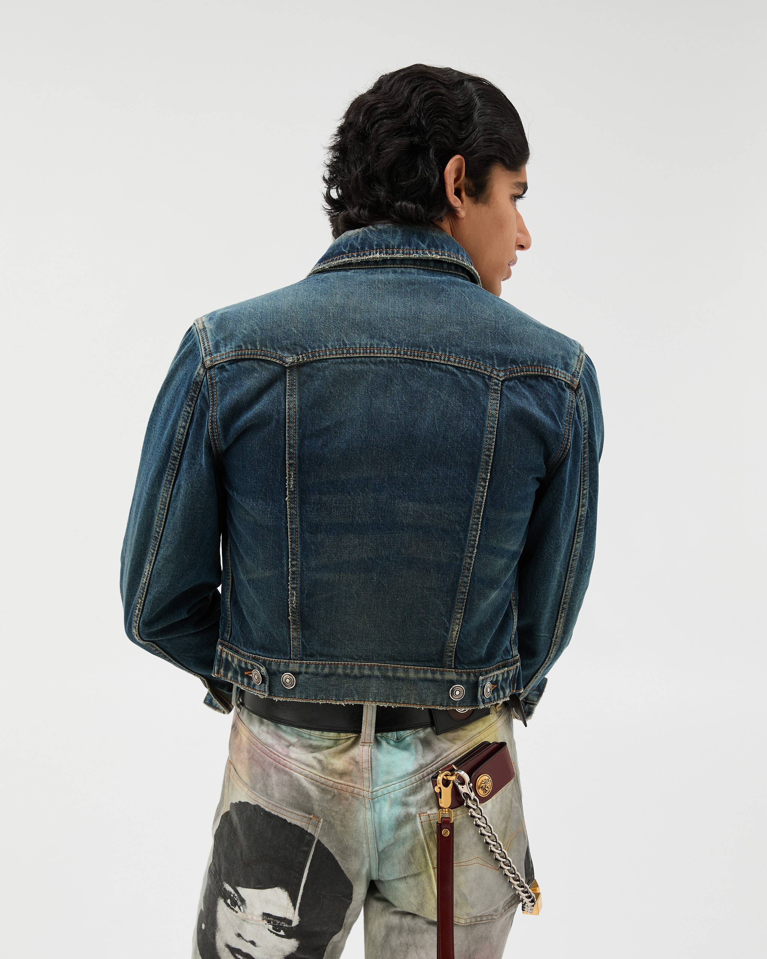VERSACE ダークデニム ジャケット Distressed Denim Jacket Blue | VERSACE US