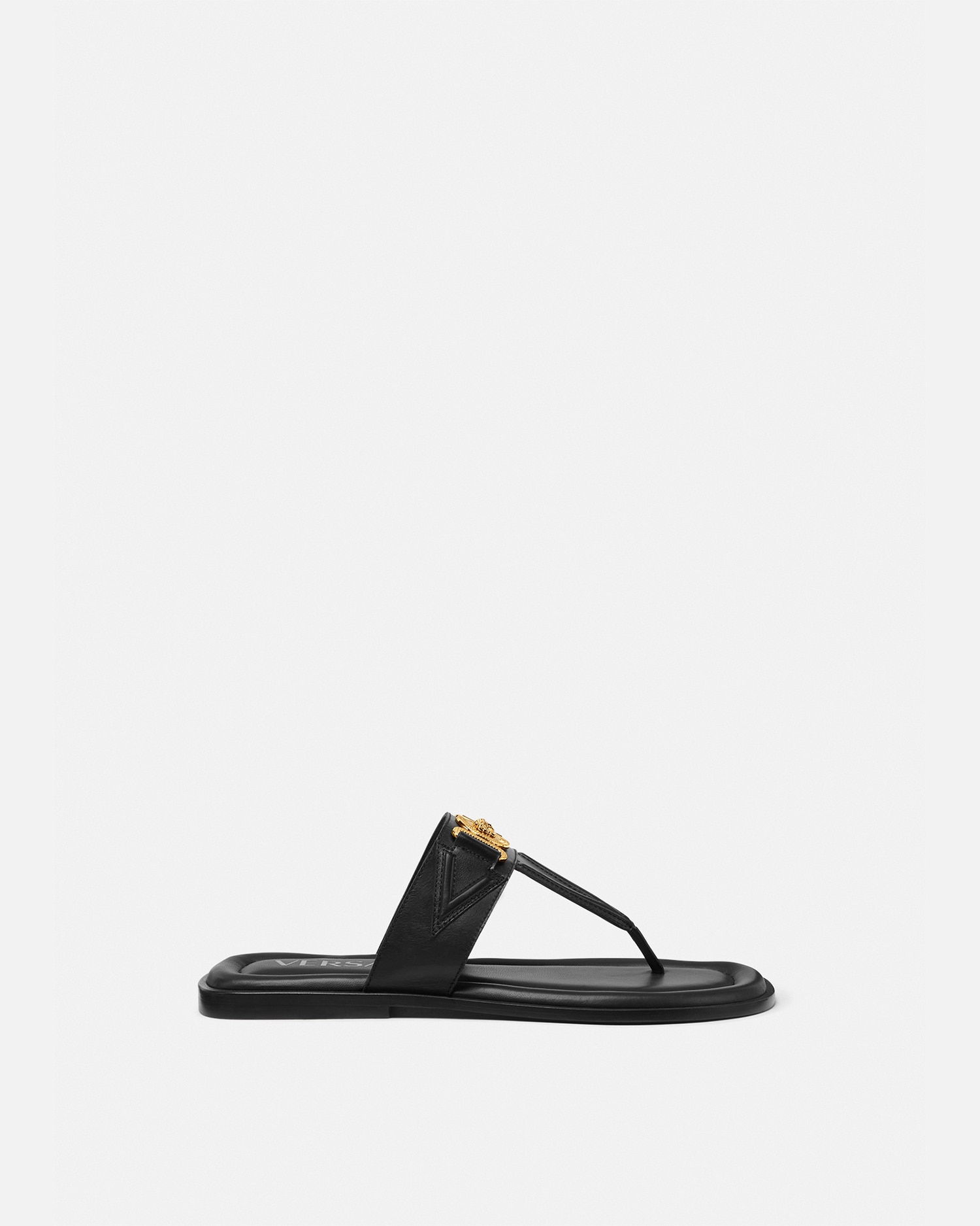 Shop Versace Medusa Biggie Sandals In Black+gold