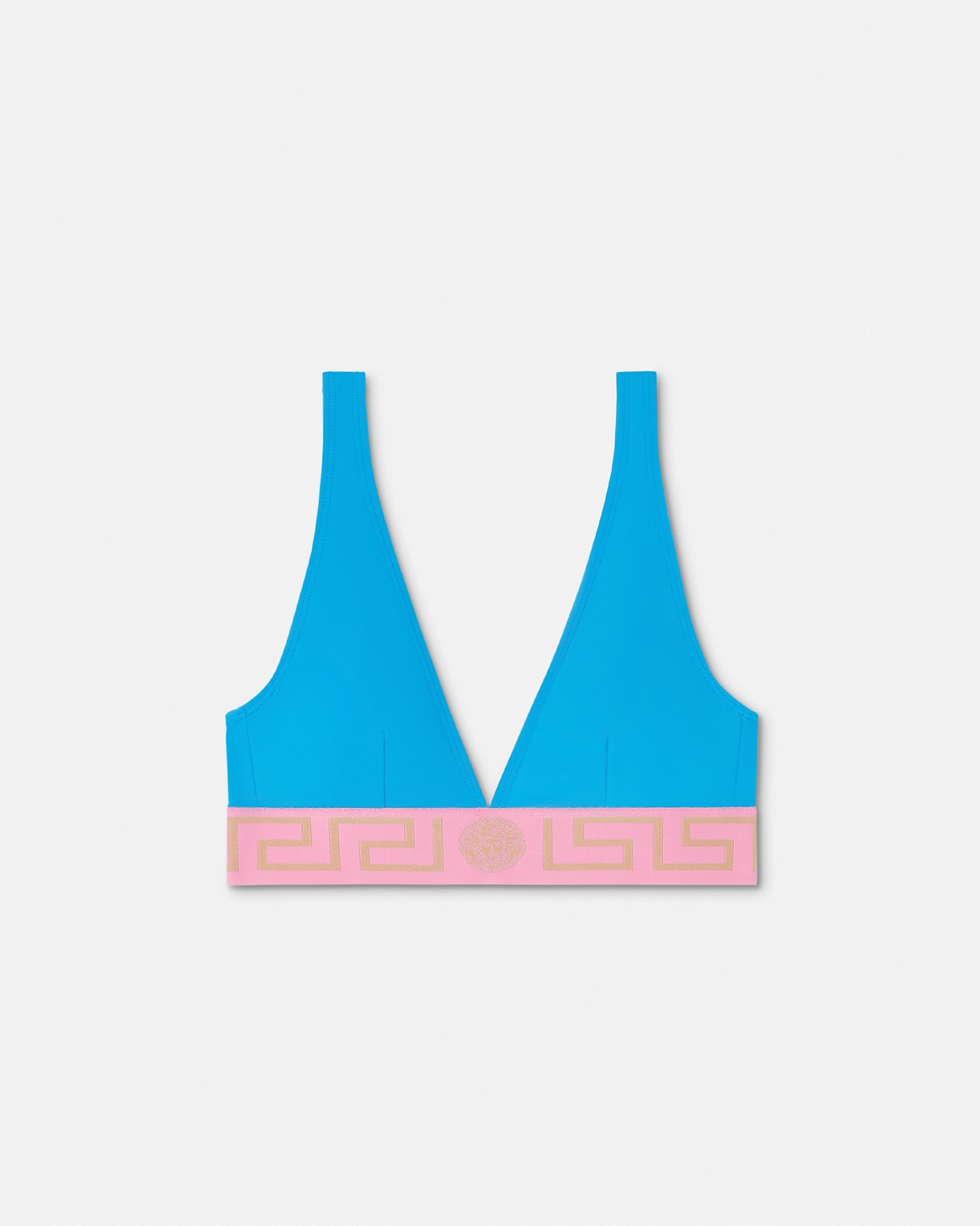 Pink & Green Greca Border Sports Bra by Versace Underwear on Sale