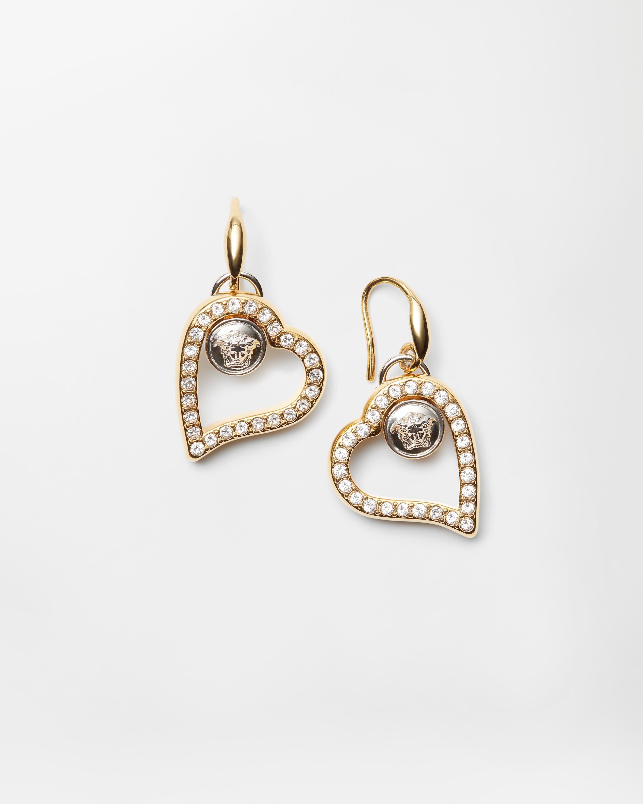 Versace St. Valentine Crystal Earrings In Silver+gold