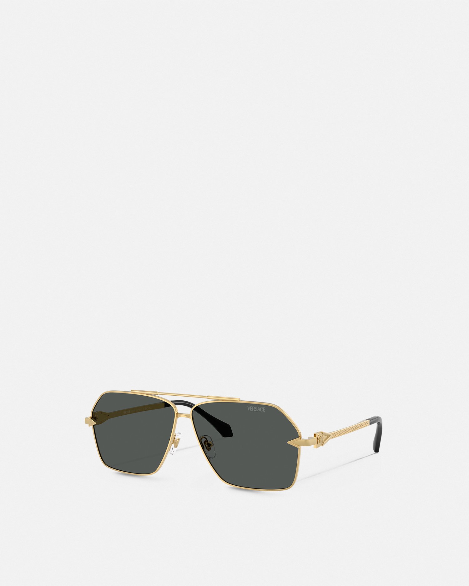 Versace Rectangular Frame Sunglasses In Black+gold