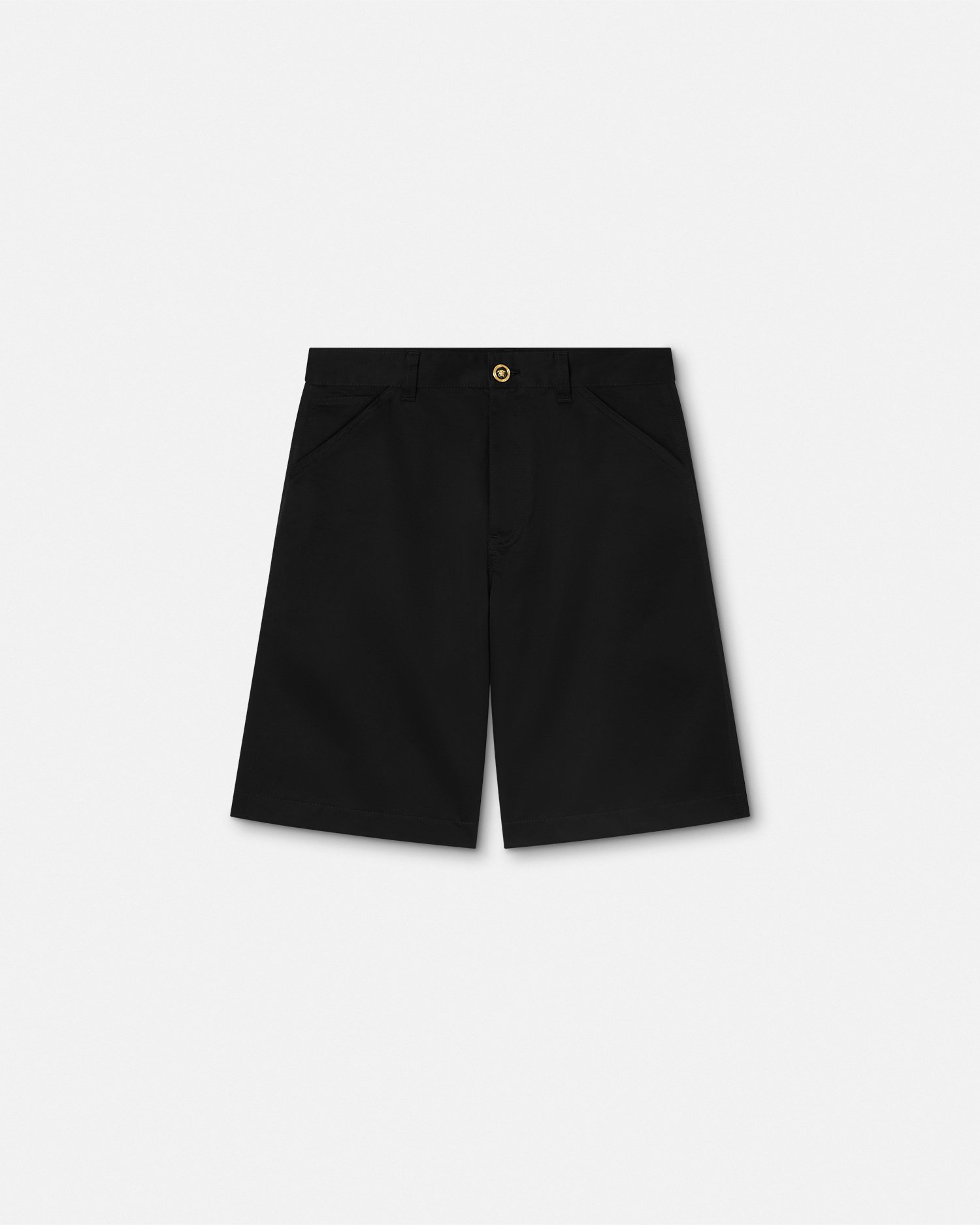Versace Cotton Gabardine Shorts With Medusa Biggie Hardware Detail In Noir