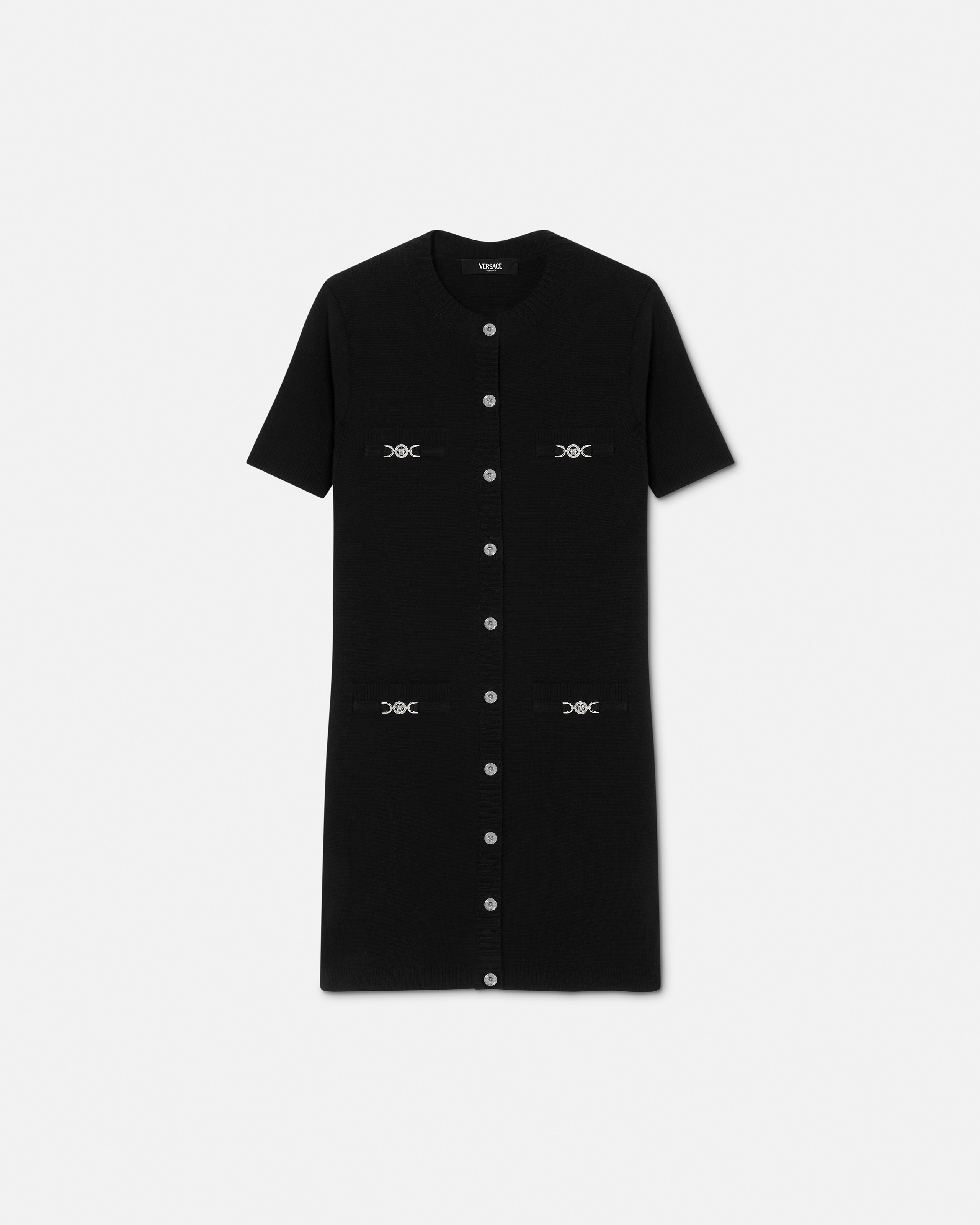 Versace Robe-chemise En Laine Et Cachemire In Black