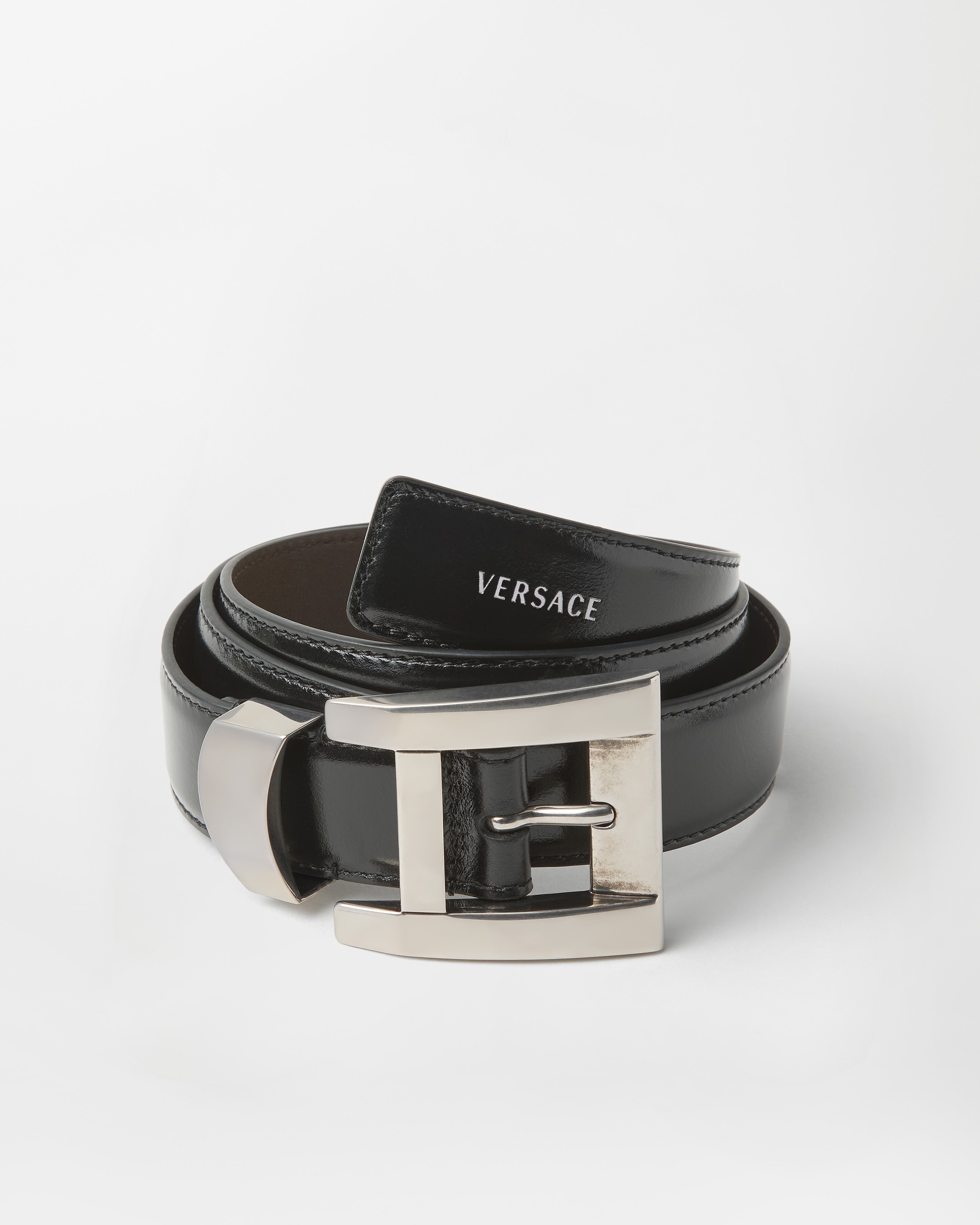 Versace Leather Belt 3 Cm In Black