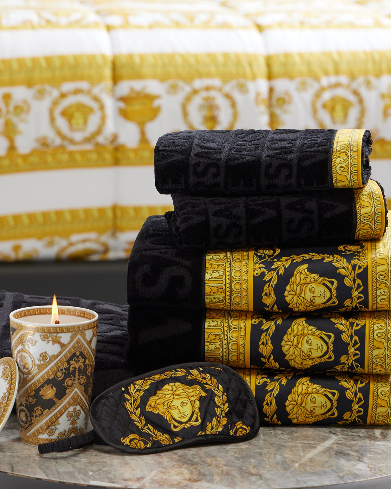 Shop Versace Home I ♡ Baroque Towel 5-set