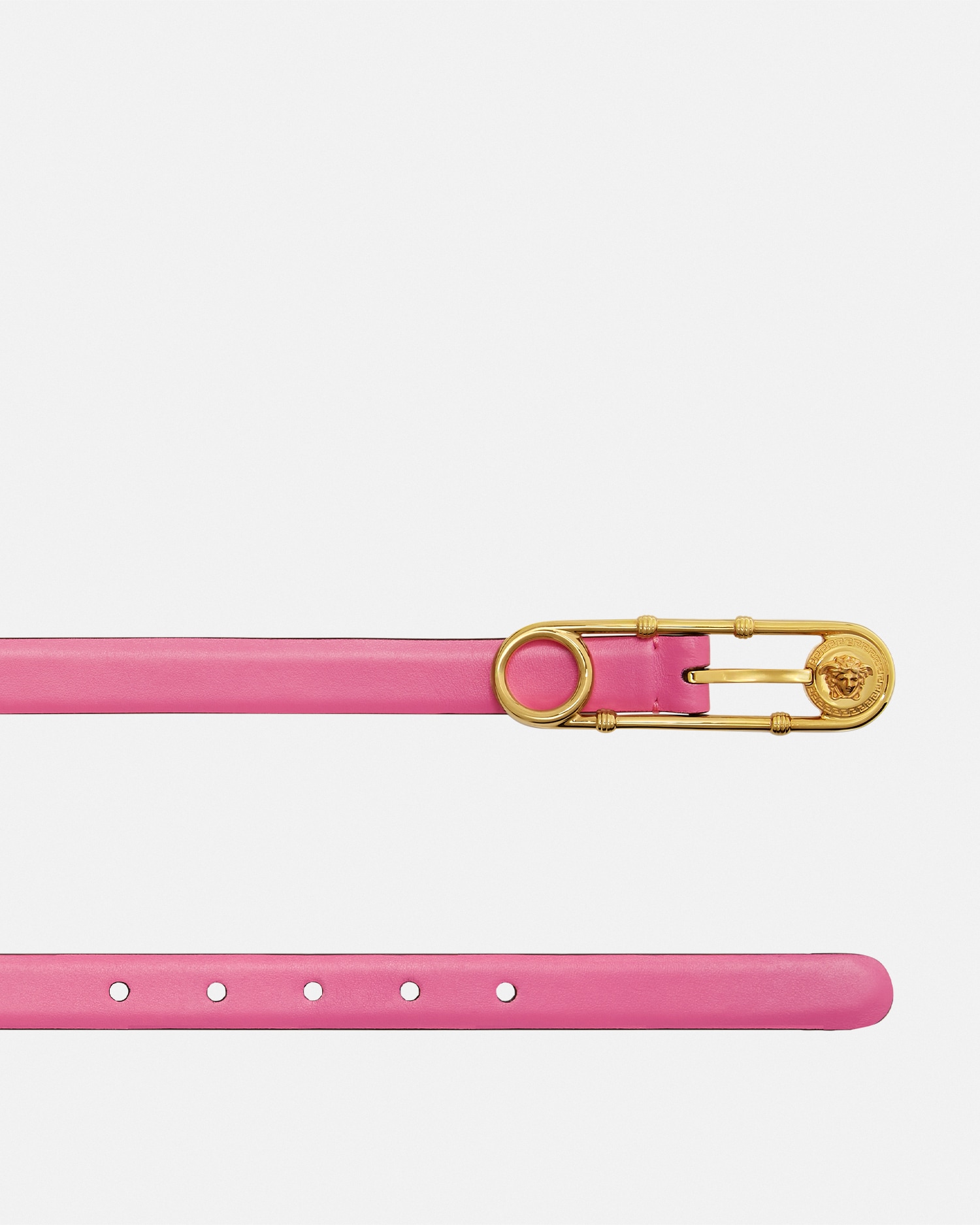 Safety Pin Leather Belt 0.8"