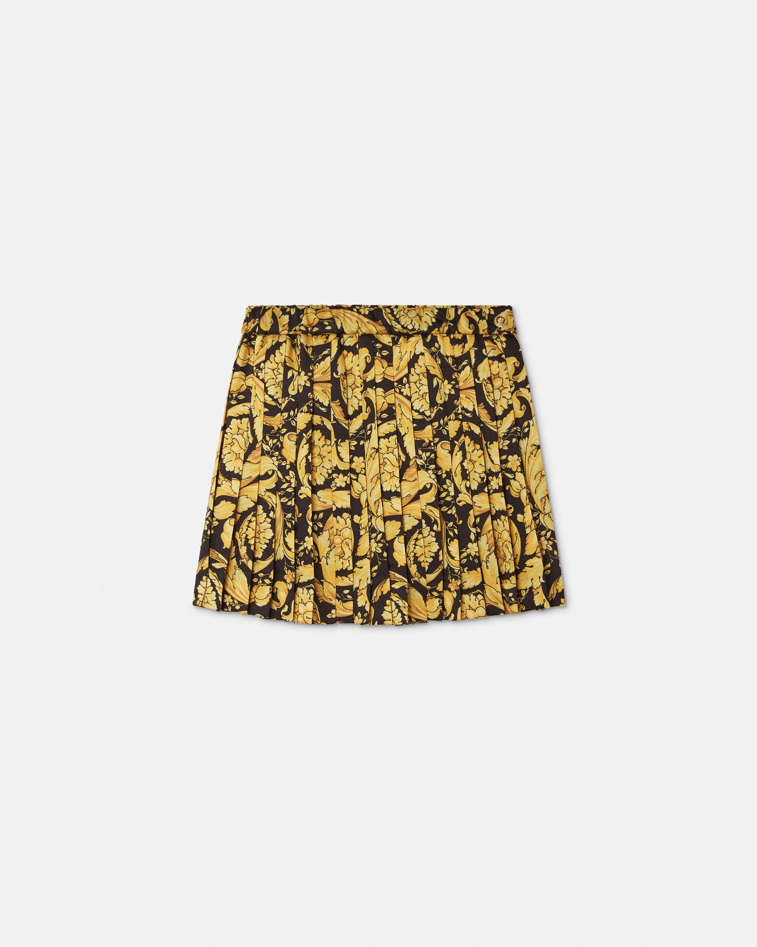 Versace Barocco Pleated Kids Skirt In Black+print